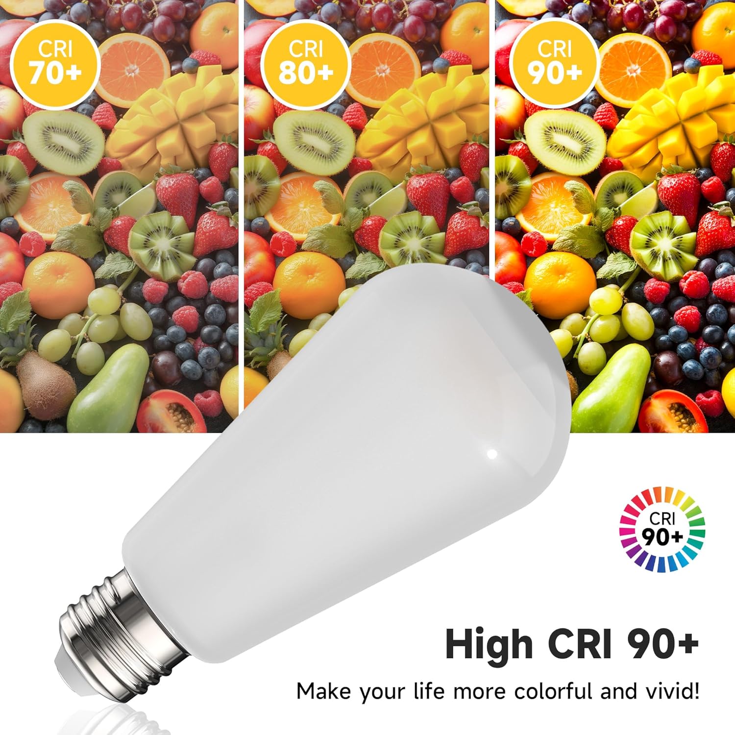 AUGE LIGHT 4Pack S19 Dimmable Vintage Light Bulb, 90degree Lens, 800Lumens 2700k with high CRI>90, Antique Glass led Bulb for Art Gallary, Bedroom, Dinning Room, Vanity Room (S19)
