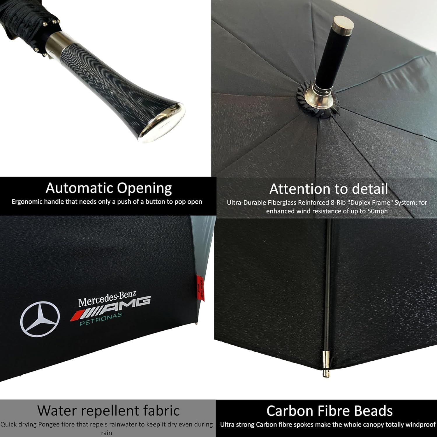 Adult' Mercedes AMG Petronas F1 Team 2024 Polo Mens 'Zwart' - Pole Position