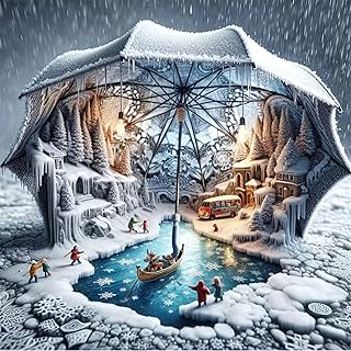 CXYQLC DIY Enchanting Winter Scene with Umbrella 5D Diamond Painting Kits for Adults, Diamond Art Winter Snowy Village Diamond Painting Full Drill Craft Kits for Home Wall Decor Gifts 11.8x11.8inch