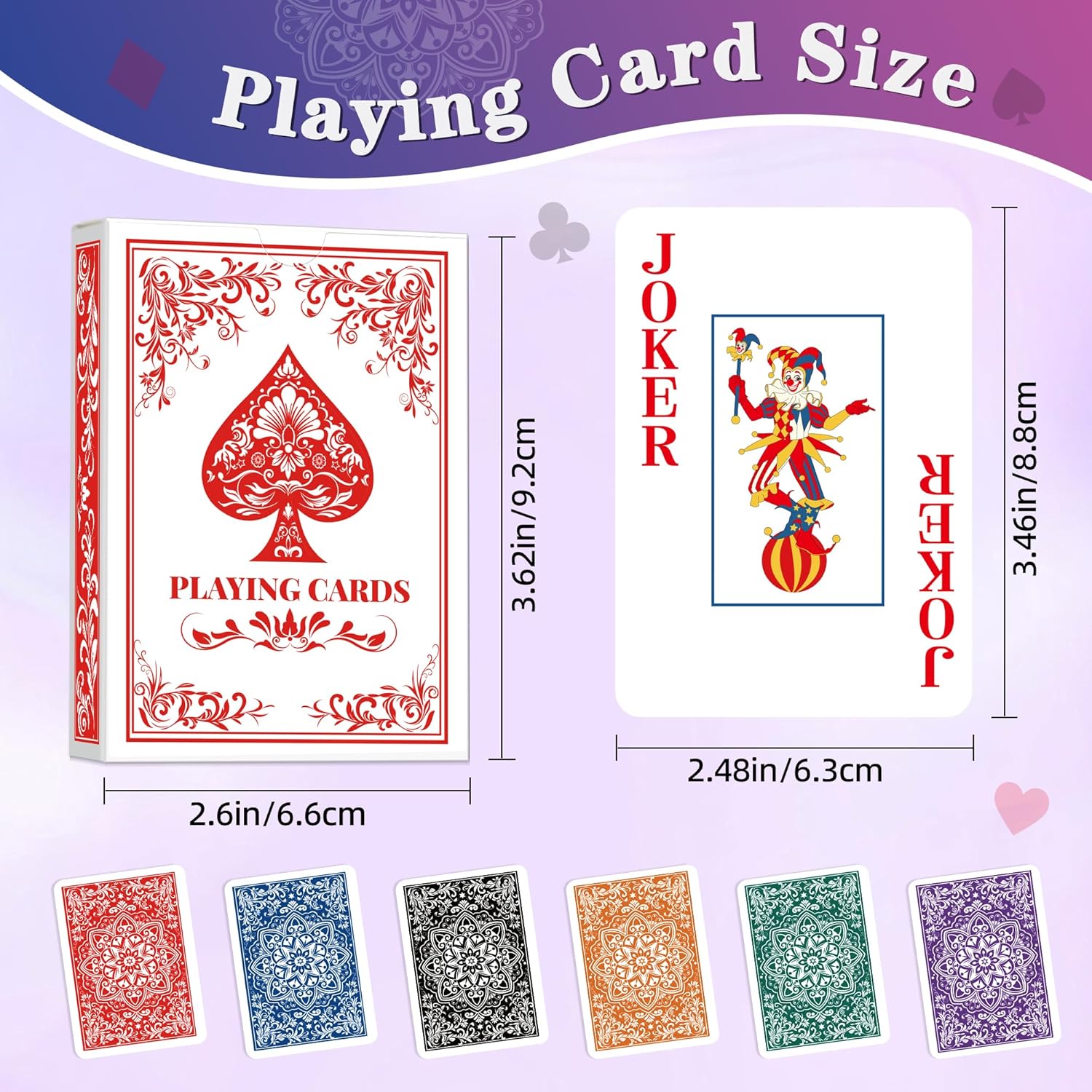 Playing Cards 48 Pack,48 Decks of Cards Bulk, Jumbo Poker Size Card, Large Print Playing Cards for Adults Seniors, 6 Colors, Fun Poker Card for Party Supplies Family Game Night Camping Travel Games