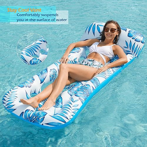 Miniatura 3 de Jasonwell Inflatable Pool Float Lounge - Pool Floaties Rafts for Adults Floating Pool Lounger Sun Tanning Floats Cool Water Floaty for Swimming Pool