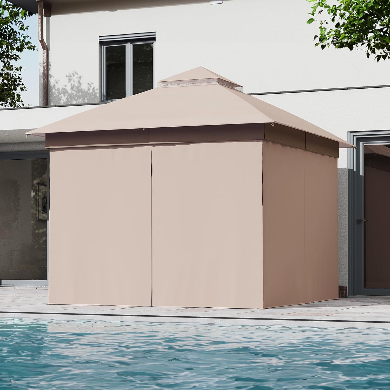 LAUSAINT HOME 8'x8' Gazebo Privacy Curtains with Zipper, 4-Panel Universal Sidewalls for Outdoor Patio Gazebo, Fade-Resistant Polyester, Grey