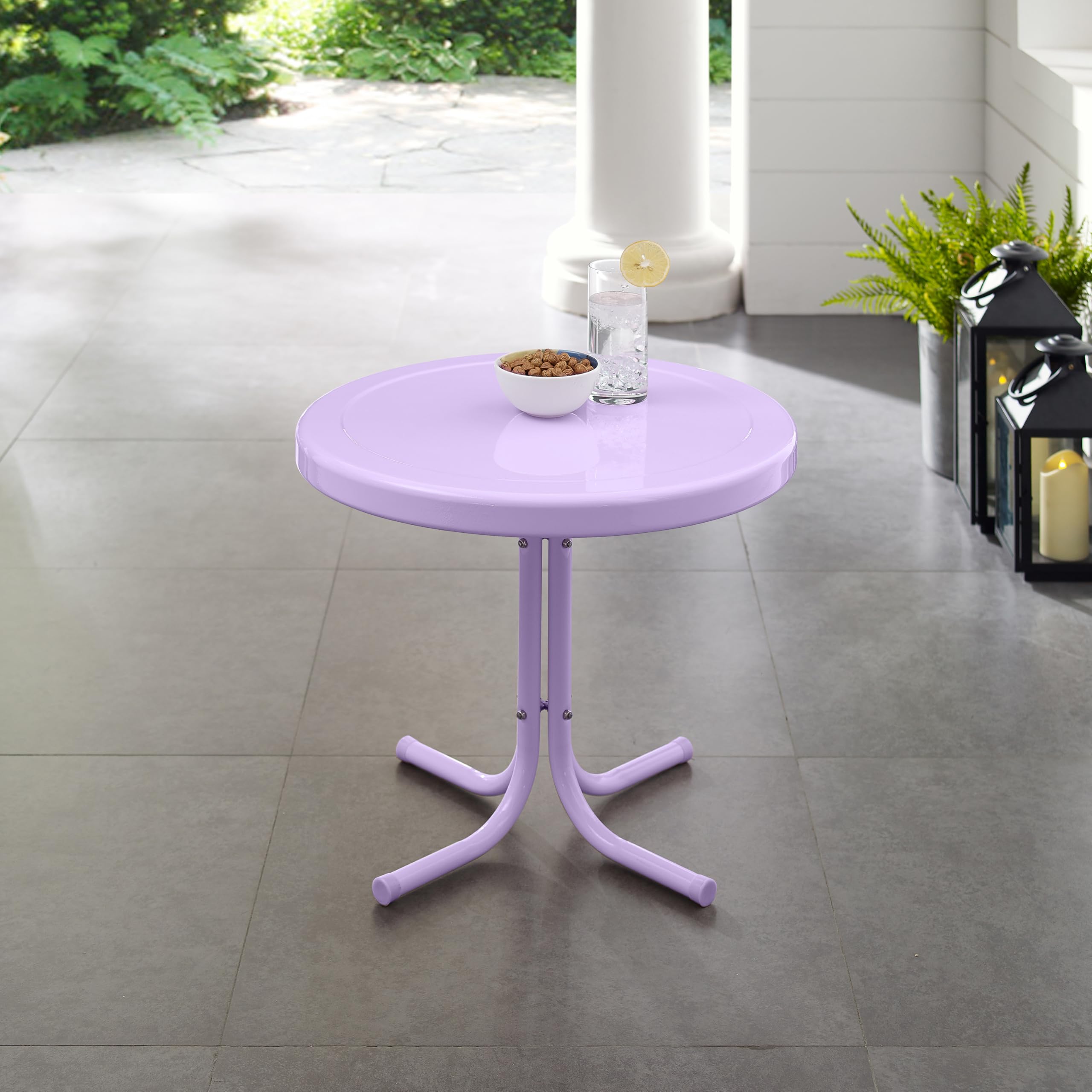 Crosley Furniture Griffith Retro Metal Outdoor Side Table In Pink