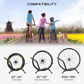 SPORTNOW Bike Floor Stand Portable Bike Rack Freestanding Bikes
