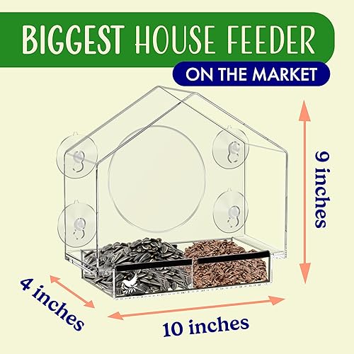 Miniatura 3 de Comedero transparente para pájaros para ver la ventana en el interior, comedero de casa de pájaros con ventosas - Comedero para casa de pájaros con