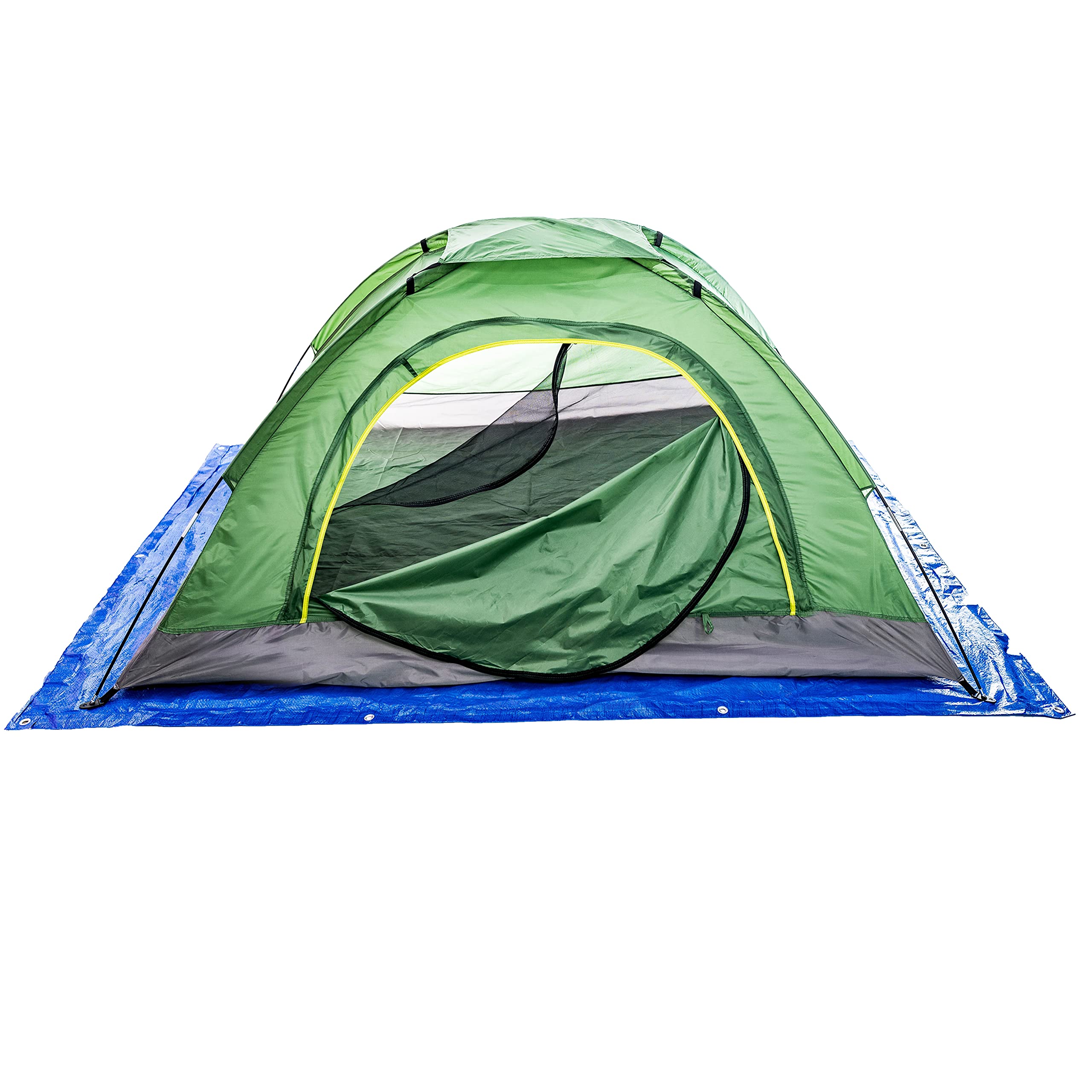 OHMG Waterdichte campingtent voor 4 personen, partytenten, waterdichte familiekoepeltent, pop-up tent met twee deuren, twee verdiepingen, draagbaar, met draagtas, voor kamperen, wandelen