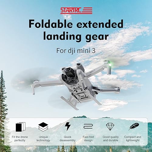 Miniatura 2 de GAEKOL Mini 3 tren de aterrizaje y tren de aterrizaje flotante de agua para accesorios DJI Mini 3, extensión plegable patas de aterrizaje Combo para