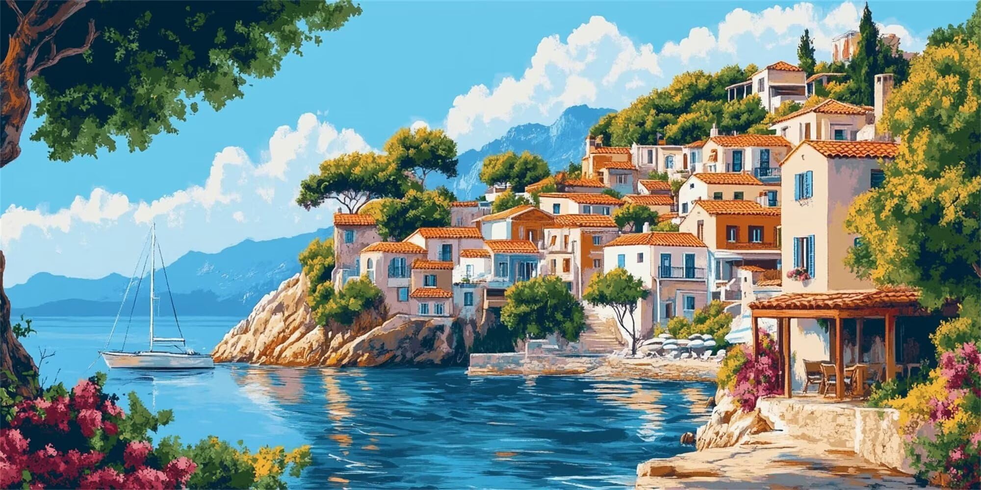mare Dipingere Con I Numeri Adulti, Lavoretti Creativi Per Bambini, La casa DIY Paint By Numbers Creativo Kits, Con Tela, Colori Acrilici, Pennelli, Idee Regalo Donna, Senza Cornice 60x120cm U-119