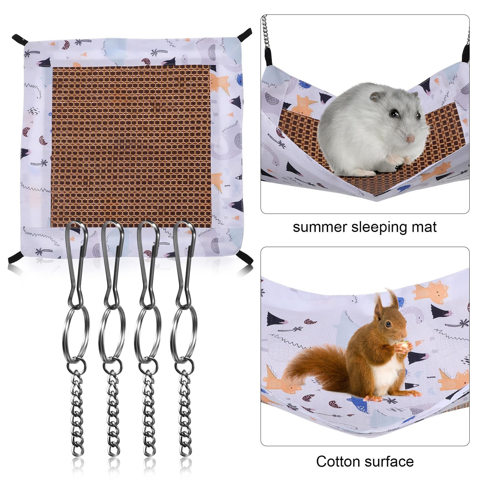 POPETPOP Hamaca Colgante para Hámster Y Mascotas Pequeñas Cama Y Transpirable con Diseño De Dibujos Animados Fácil De Colgar Y Lavable para Chinchillas Y Ardillas
