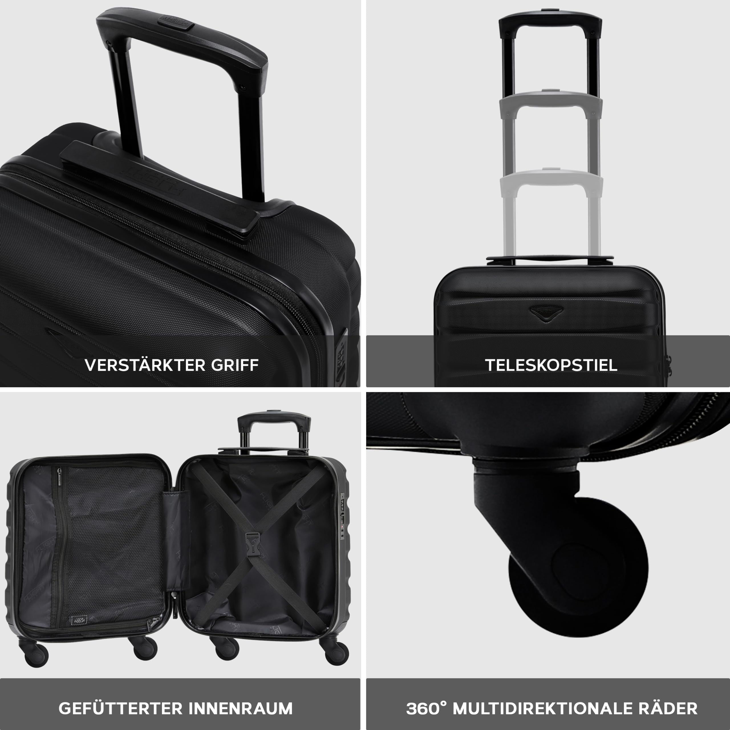 Flight Knight Leichtes, Starres Abs-handgepack Mit 4 Radern, Zugelassen Fur Uber 100 Fluggesellschaften, Darunter Air France, Ryanair Und Easyjet, 45x36x20cm
