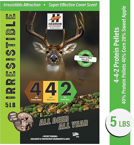 Miniatura 3 de Herron Outdoors 4-4-2 pellets de proteína de manzana dulce, maíz entero y manzana dulce, atractantes de ciervos para ciervos de cola blanca y cebo