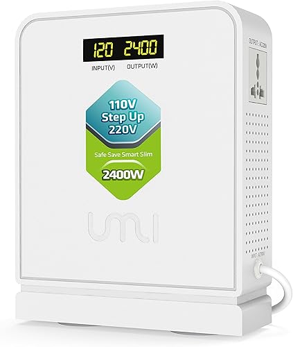 UMI Convertidor de voltaje elevador de 2400 W de 110 V a 220 V, convertidor de energía resistente de 110 V a 220 V, transformador de potencia para