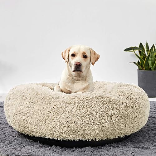 Miniatura 2 de ANWA - Cama redonda para perro mediano, lavable, cama tipo dona para perro grande, cómoda, acogedora y relajante