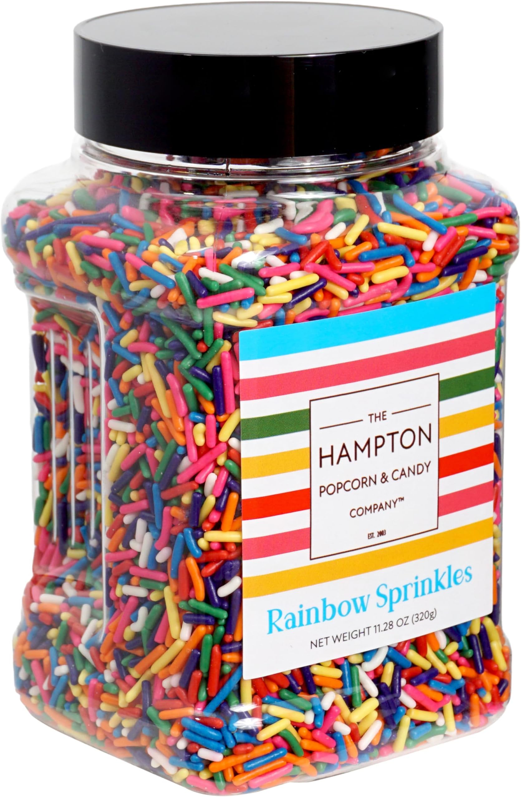Rainbow Sprinkles Jimmies 11.28 oz, Rainbow Sprinkles For Cake Decorating, Cake Sprinkles, Sprinkles For Baking, Ice Cream & More, The Hampton Candy Company