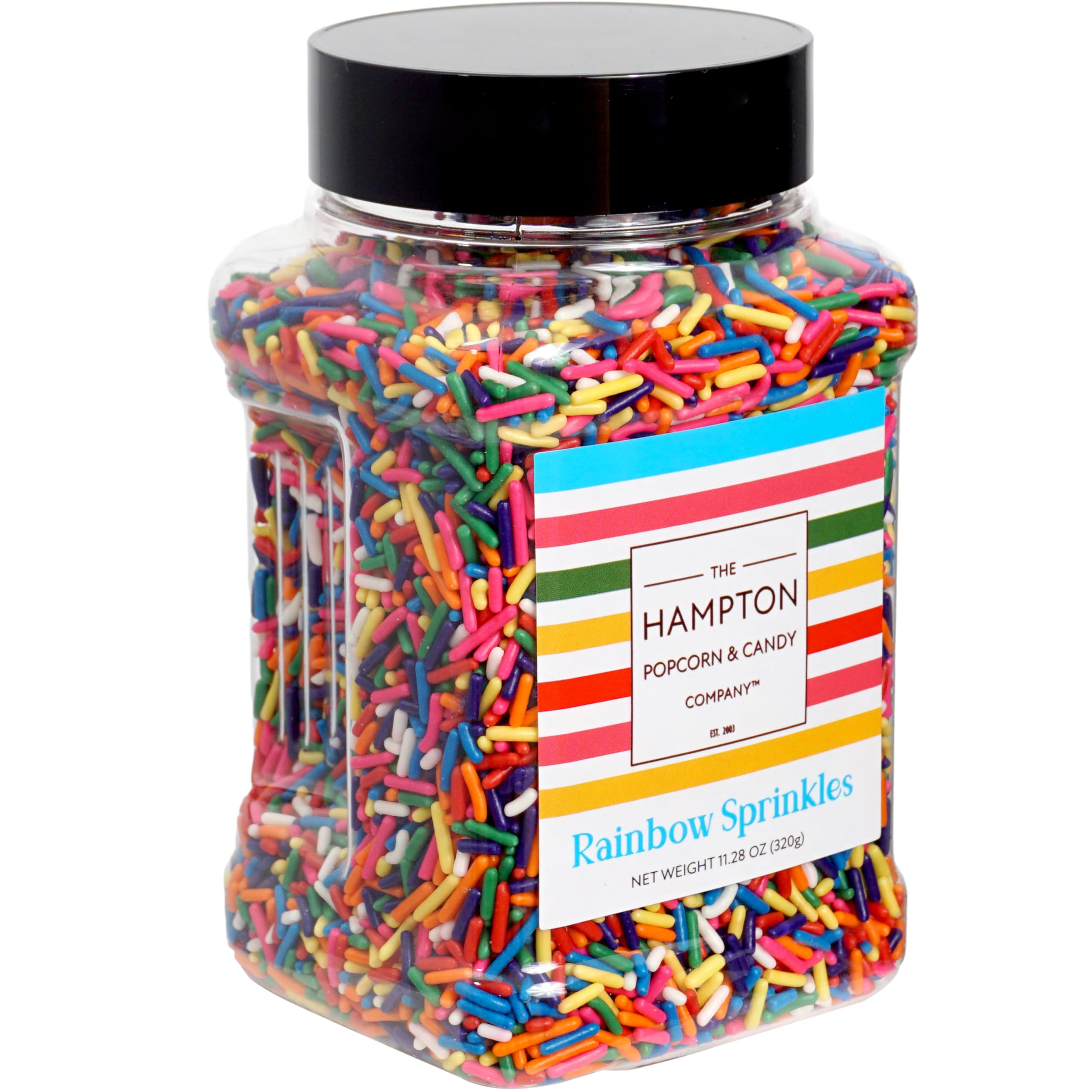 Rainbow Sprinkles Jimmies 11.28 oz, Rainbow Sprinkles For Cake Decorating, Cake Sprinkles, Sprinkles For Baking, Ice Cream & More, The Hampton Candy Company