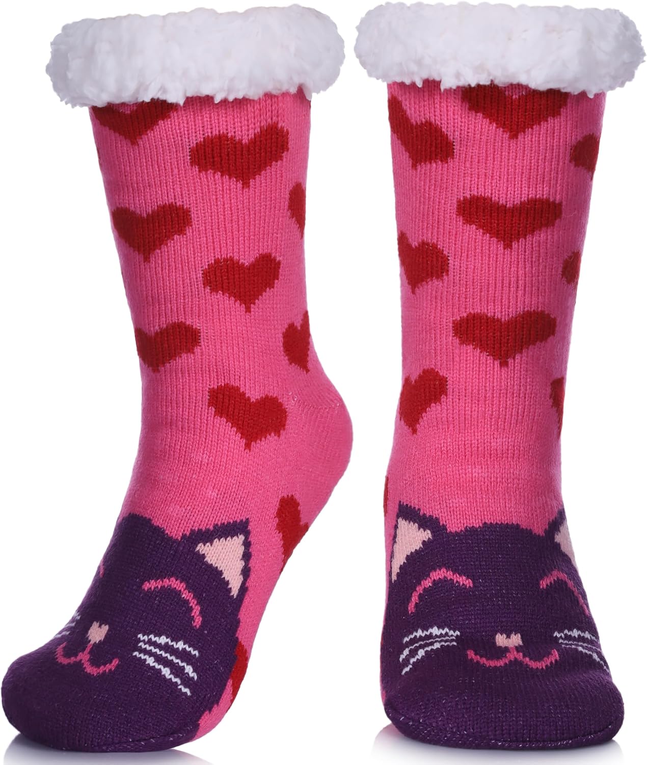 POEATEZO Womens Slipper Socks Soft Warm Fluffy Winter Fleece Lined Sherpa Socks