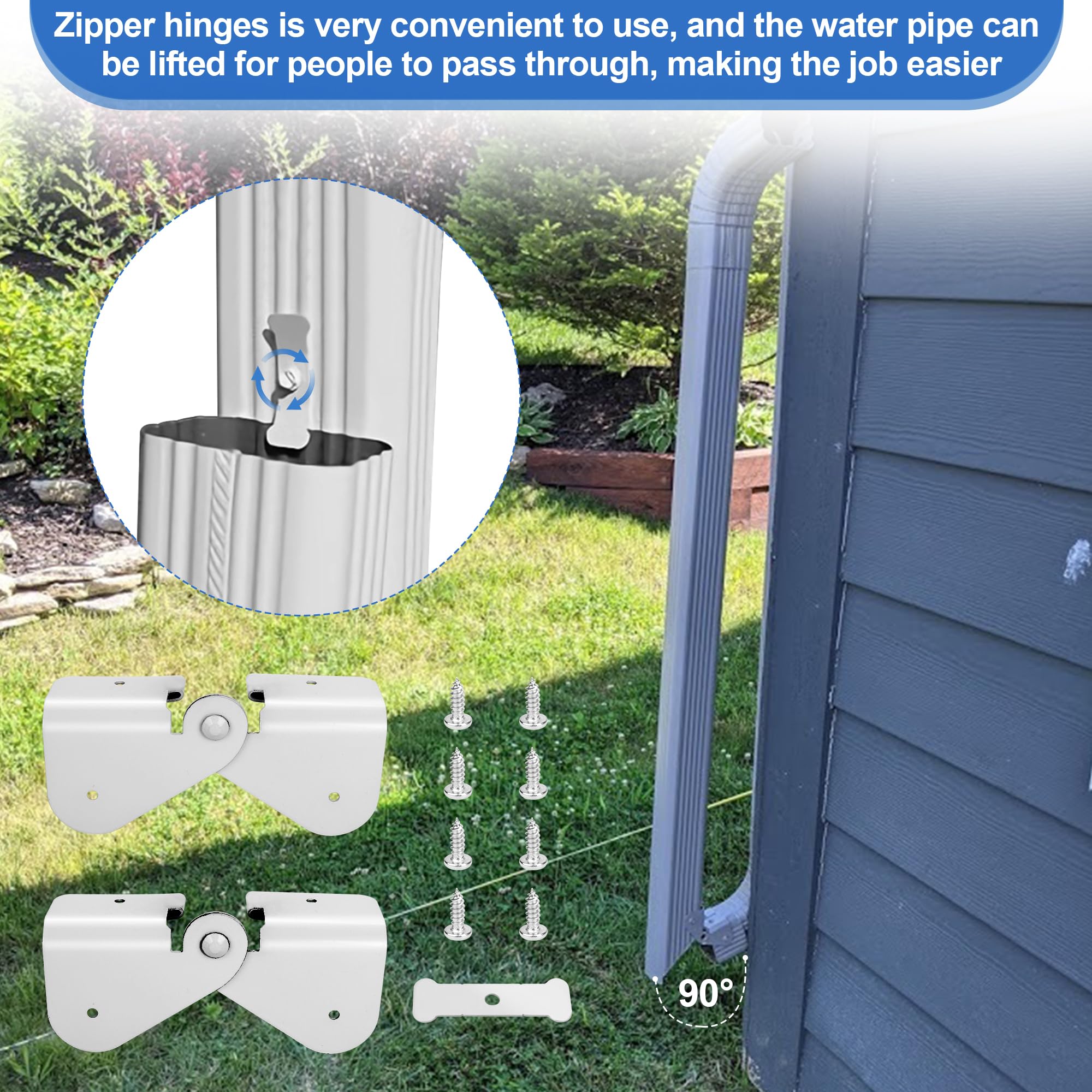 Gutter Zipper Hinges For Gutter Downspout Extension