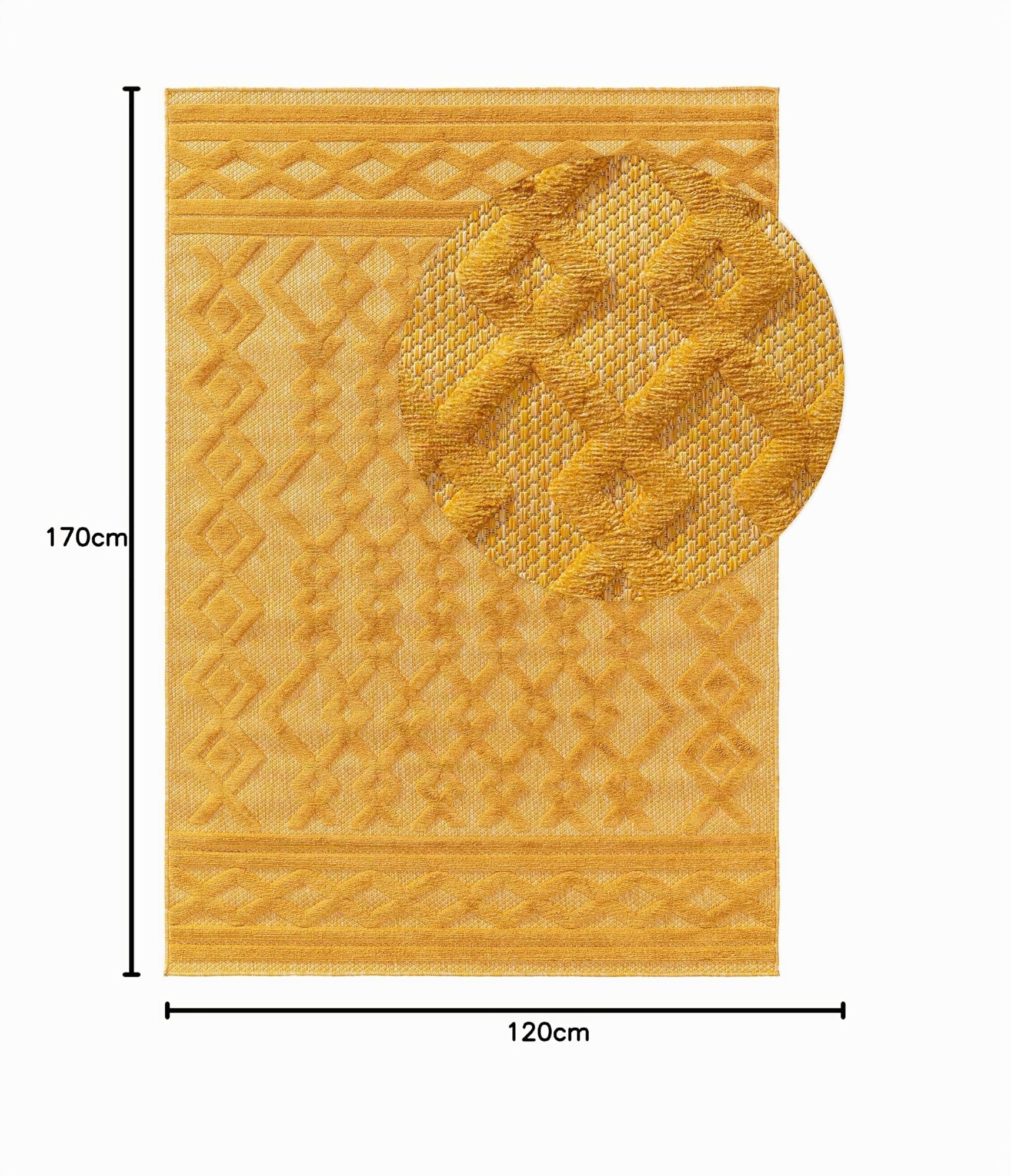 benuta Nest Teppich Bonte - Gelb 120x170 cm - Kunstfaser - Outdoor geeignet - Rechteckig - Pflegeleicht für Esszimmer Küche Outdoor/Terrasse