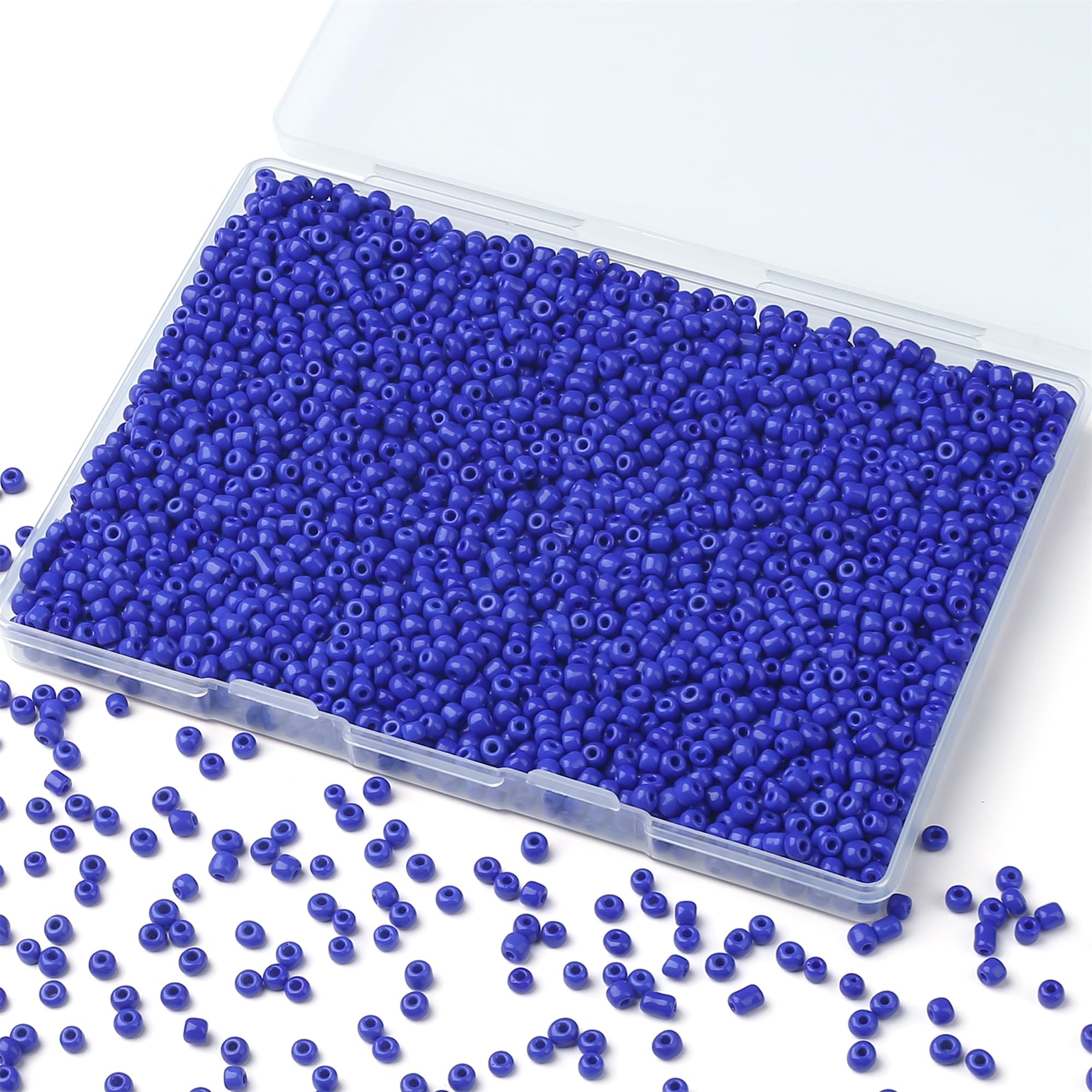 GUJOXILA Blue 4mm Seed Beads for Bracelet Jewelry Making Crafting Blue Seed Embroidery Bead Small Pony Beads Bulk 3000pcs