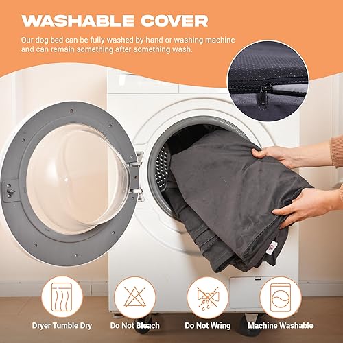 Miniatura 6 de Cama ortopédica de lujo para perros con refuerzos, tumbona moderna para mascotas estilo sofá con almohadas de apoyo, funda impermeable y lavable,