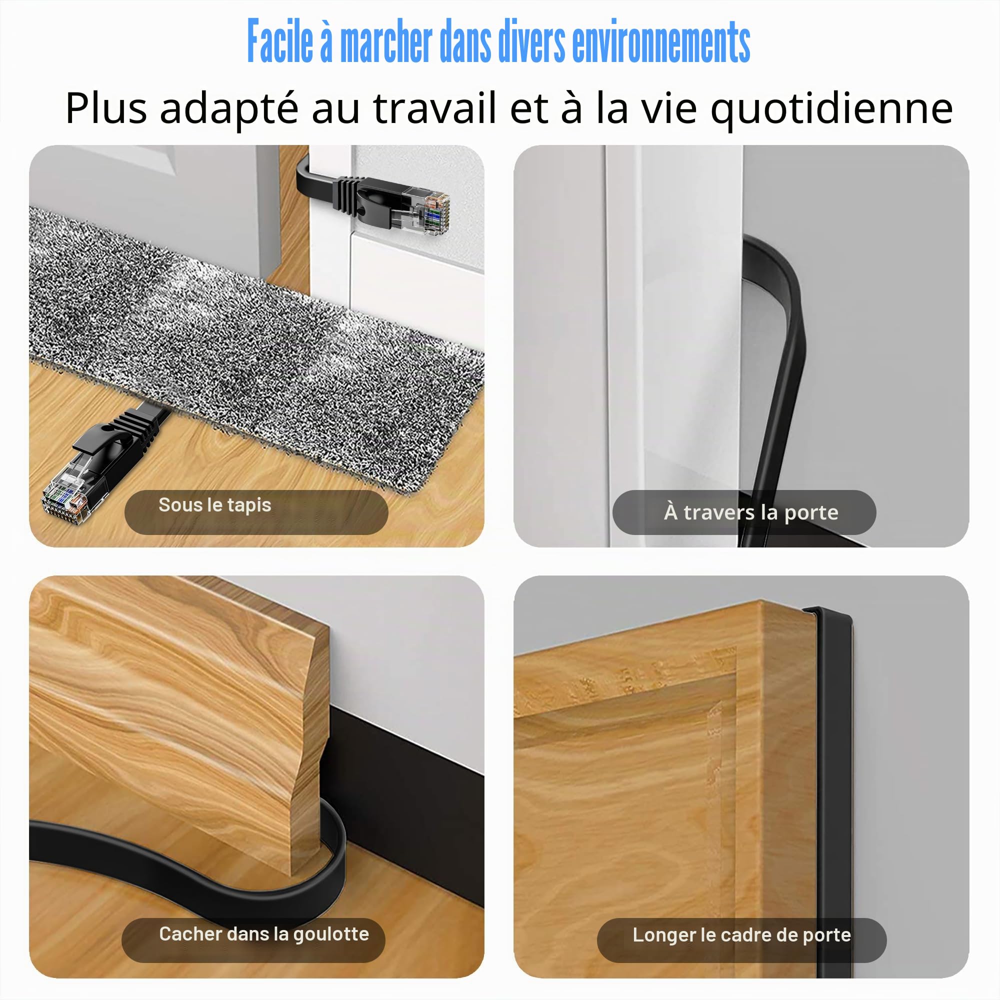 ikbc Cable Ethernet 30m, Cat 6 Cable RJ45 30m Haute Débit Câble Réseau, Long Câble Interent 30 Metre Plat, Cuivre Cable Patch Noir pour Routeur -30 Clips