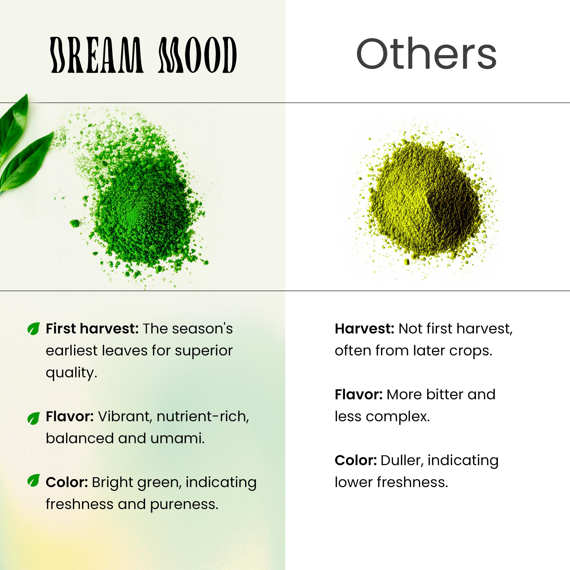 Dream Mood Premium Organic Matcha Green Tea Powder Zero Sugar Vegan Ceremonial Grade Matcha First Harvest Japanese Matcha — view 3