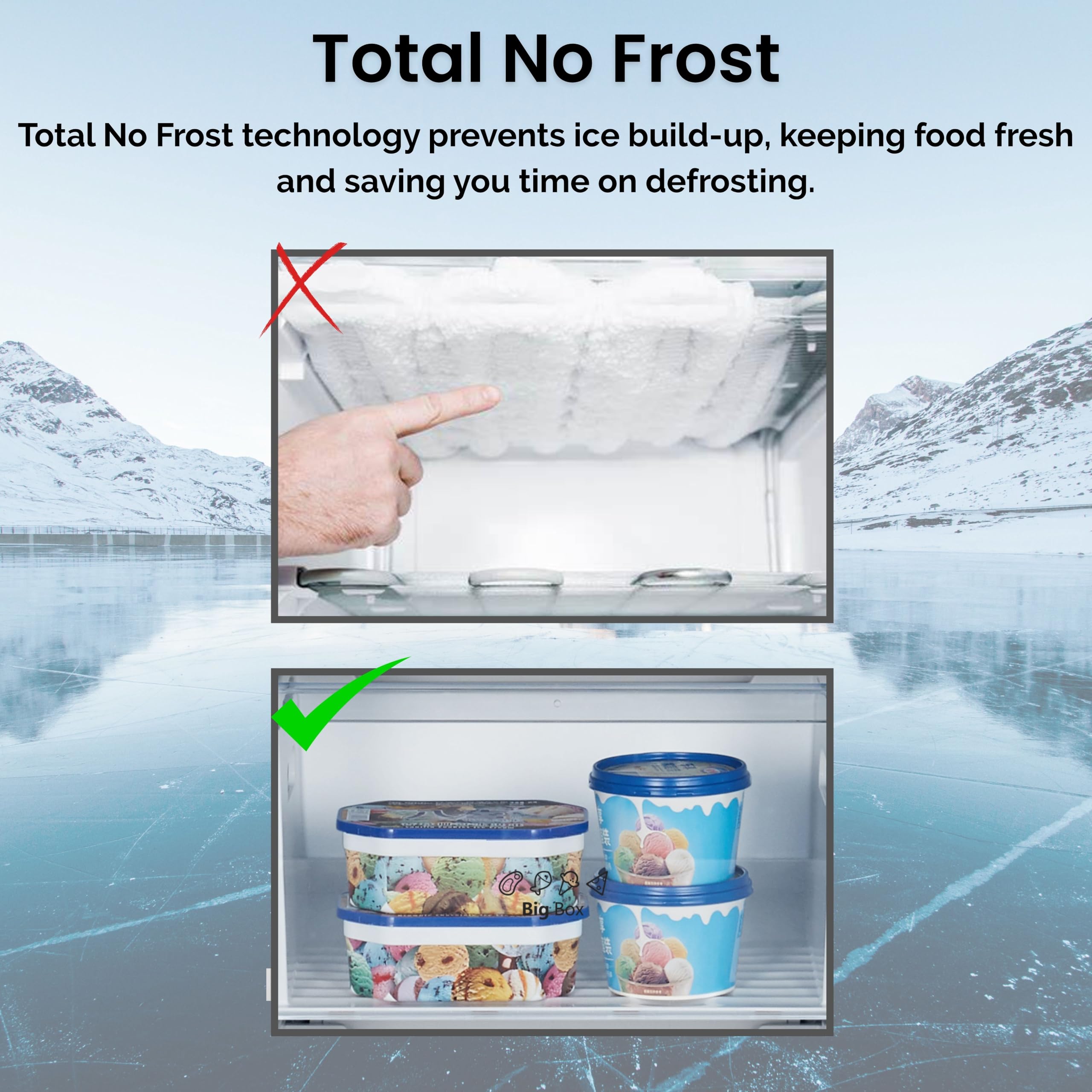 Teknix BITHTZFF Integrated Tall Freezer - Built-in with 235L Capacity - Total No Frost - Suitable for Outbuildings - Digitals Controls - Two Year Cover - White, H177.2 x W54.0 x D54.5 (cm) — view 4