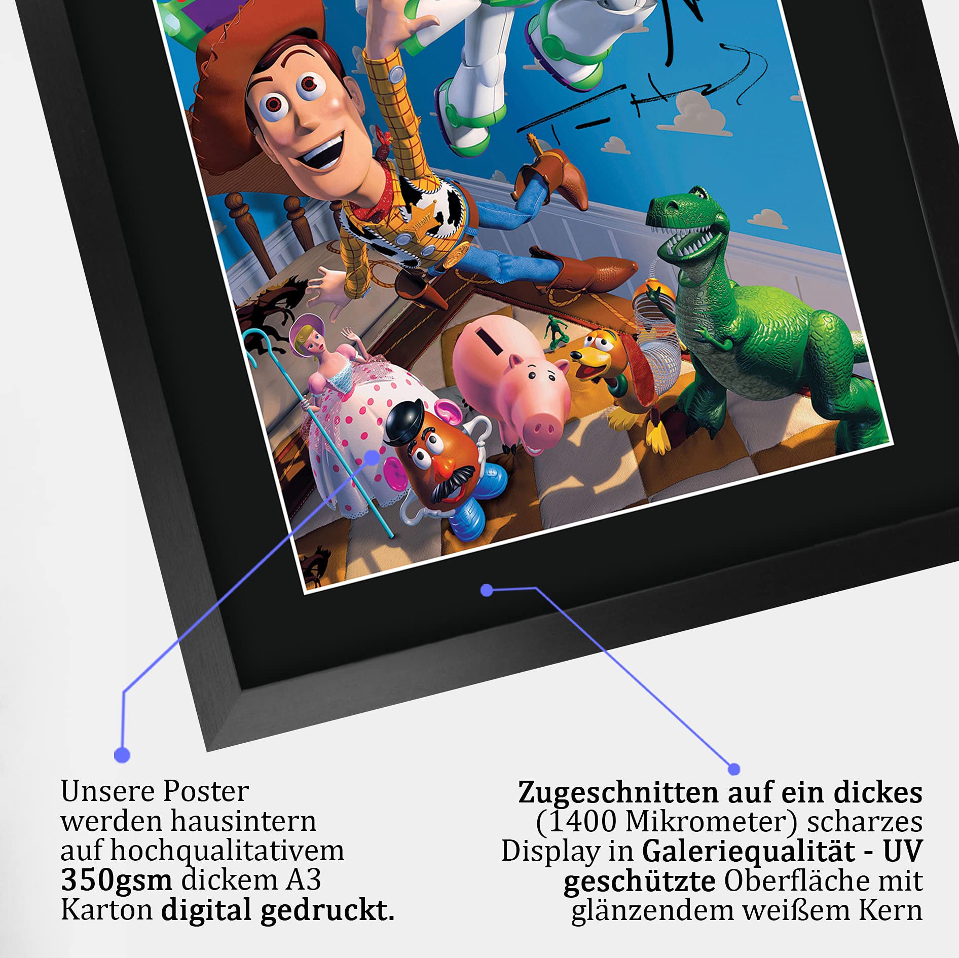 HWC Trading FR A3 Toy Story 1 Geschenke Geduckter Poster Signiertes Autogramm Foto für Fans von Film Memorabilien - A3 Framed