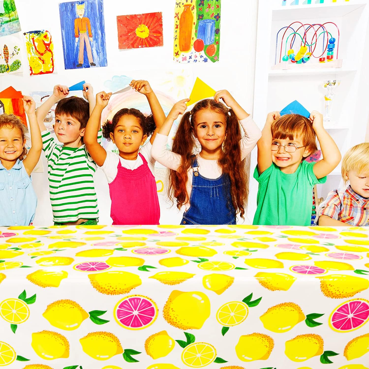 Lemon Tablecloth 108"x54" Lemon Party Decoration Disposable Summer lemonade tablecloth lemonade stand Table Cover for Summer Lemon Party Supplies Beach Picnic Kids Birthday Party Decorations(1Pcs)