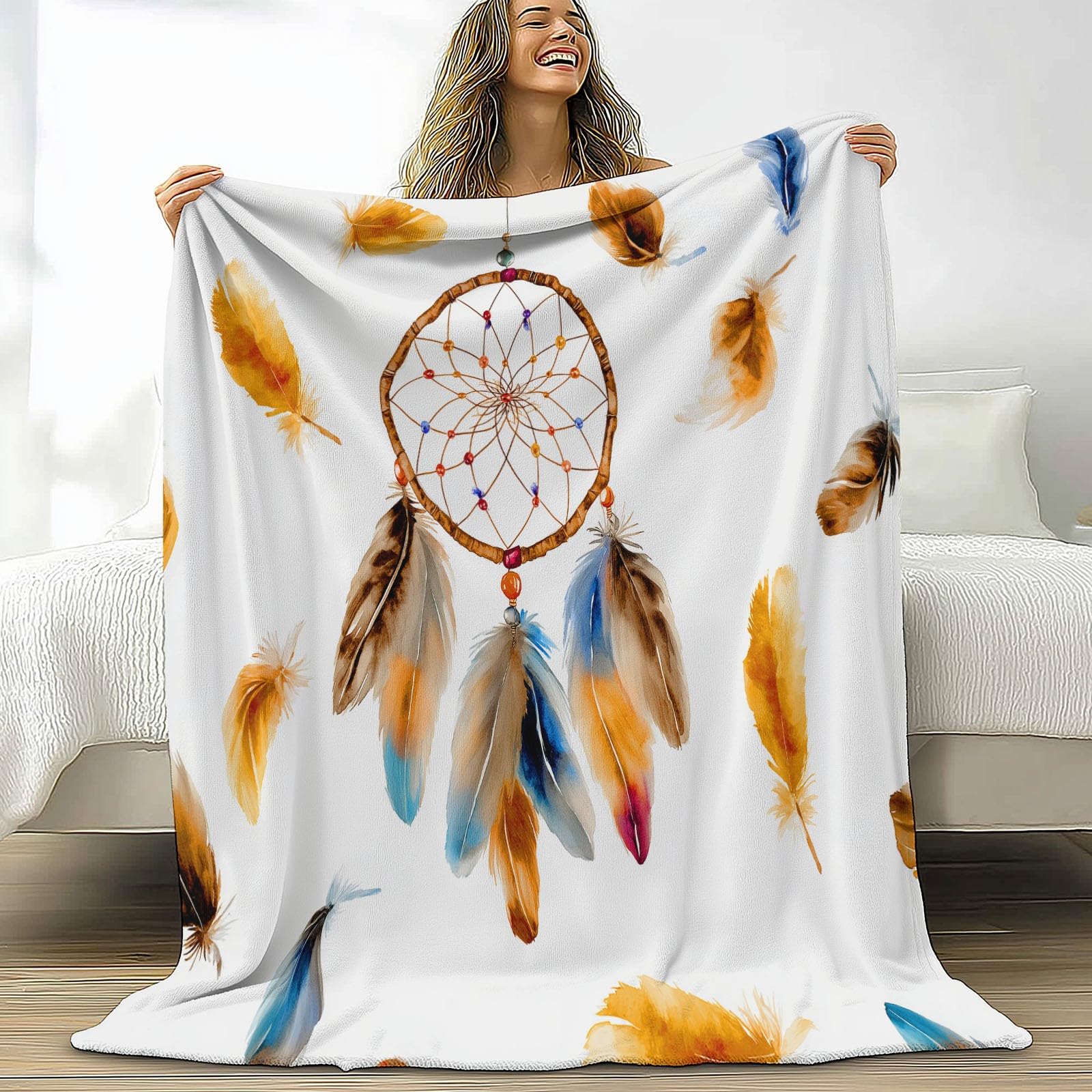 Plaid attrape-rêves blanc pour des soirées cocooning sur le canapé