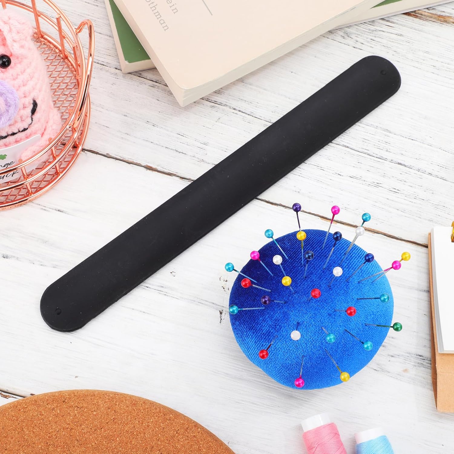 Tofficu 2pcs Wrist Pin Cushion for Sewing Slap Bracelet Design Convenient Needle Holder for Quilting and Crafts Lightweight Pincushion for Easy Access