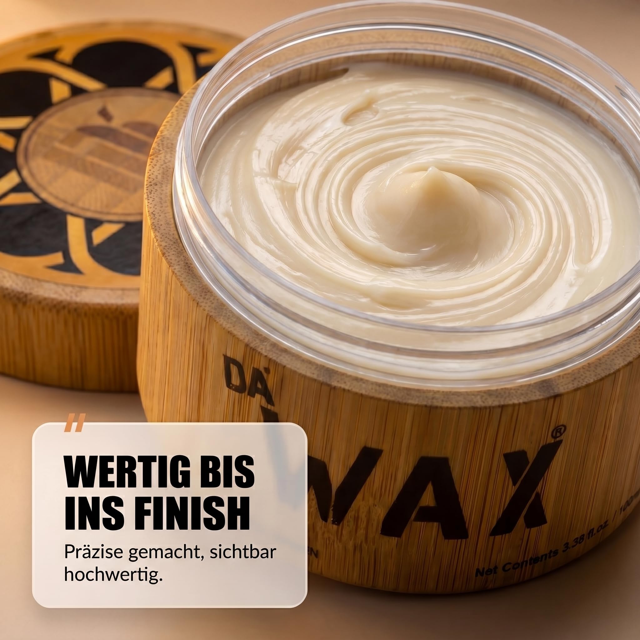 Da'Dude Da'Wax 100 ml, Haarwachs Männer matt, starker Halt, Haar Wax für Herren, Carnaubawachs, Bienenwachs, ohne Silikone & Parabene, Bambustopf