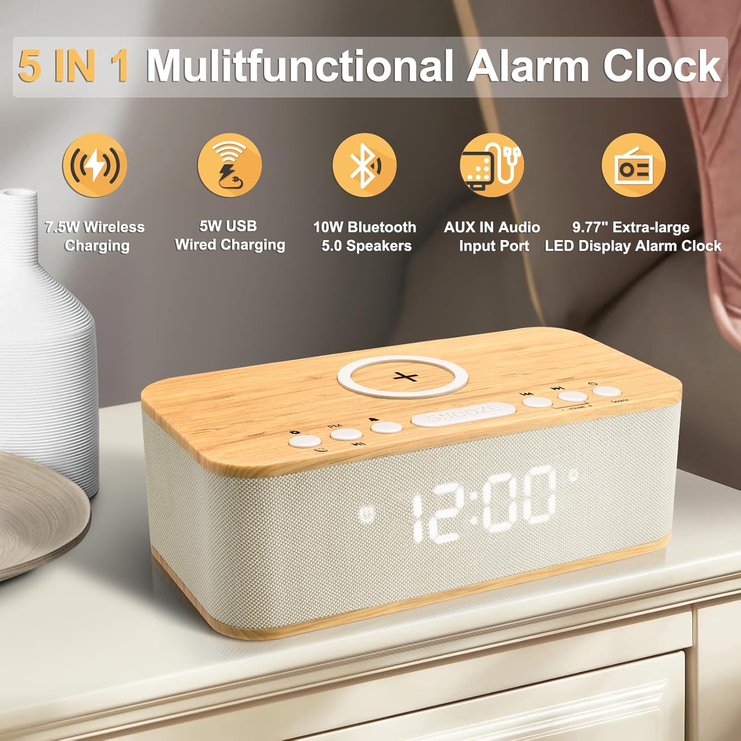 Wake Up Bright: Review of the Ultimate Bluetooth Alarm Clock with Snooze & Wireless Charging
