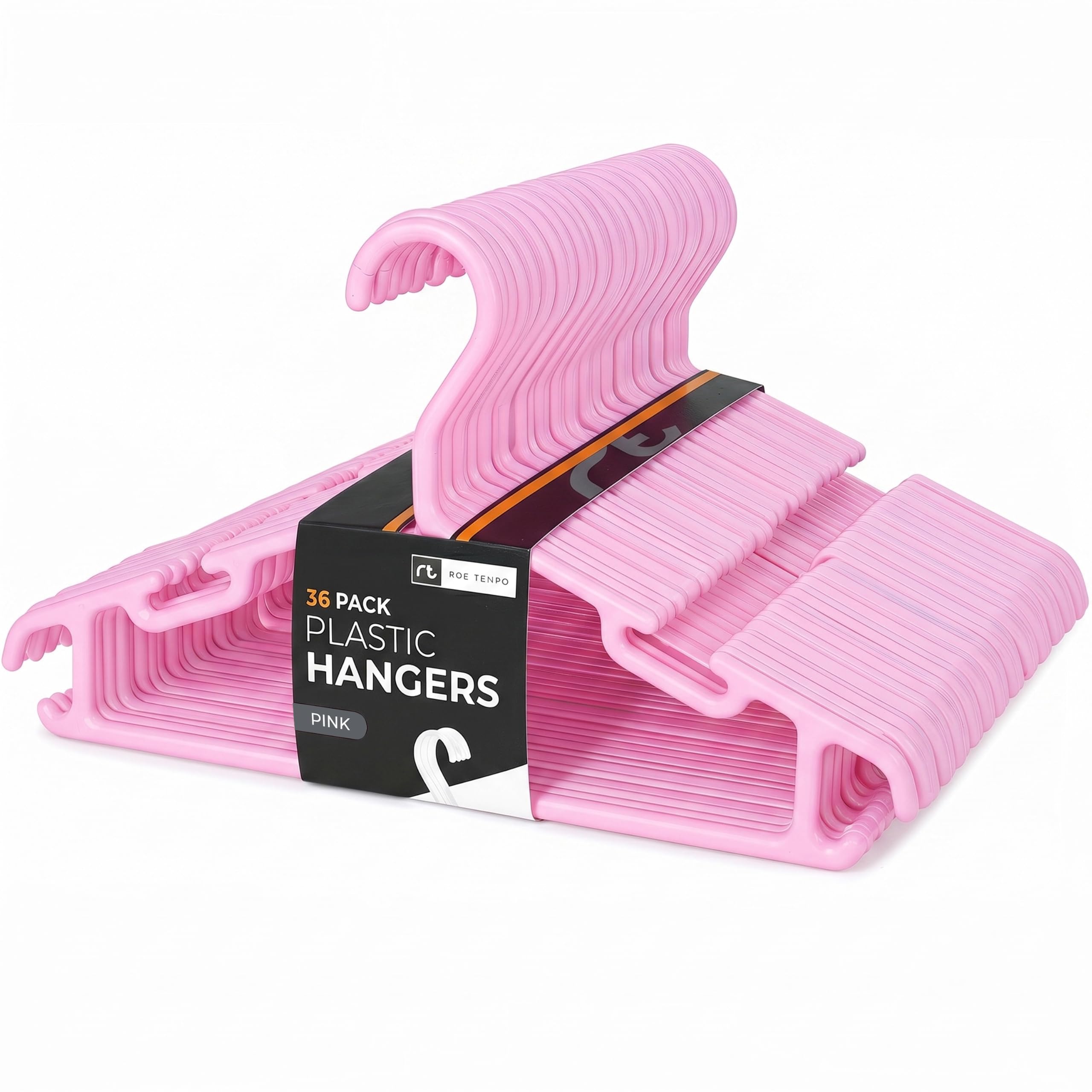 Roe Tenpo Baby Hangers, 36 Pack, Non-Slip Plastic Kids Coat Hangers with Notches, Space Saving Toddler Clothes Organisers for Nursery Wardrobe Storage