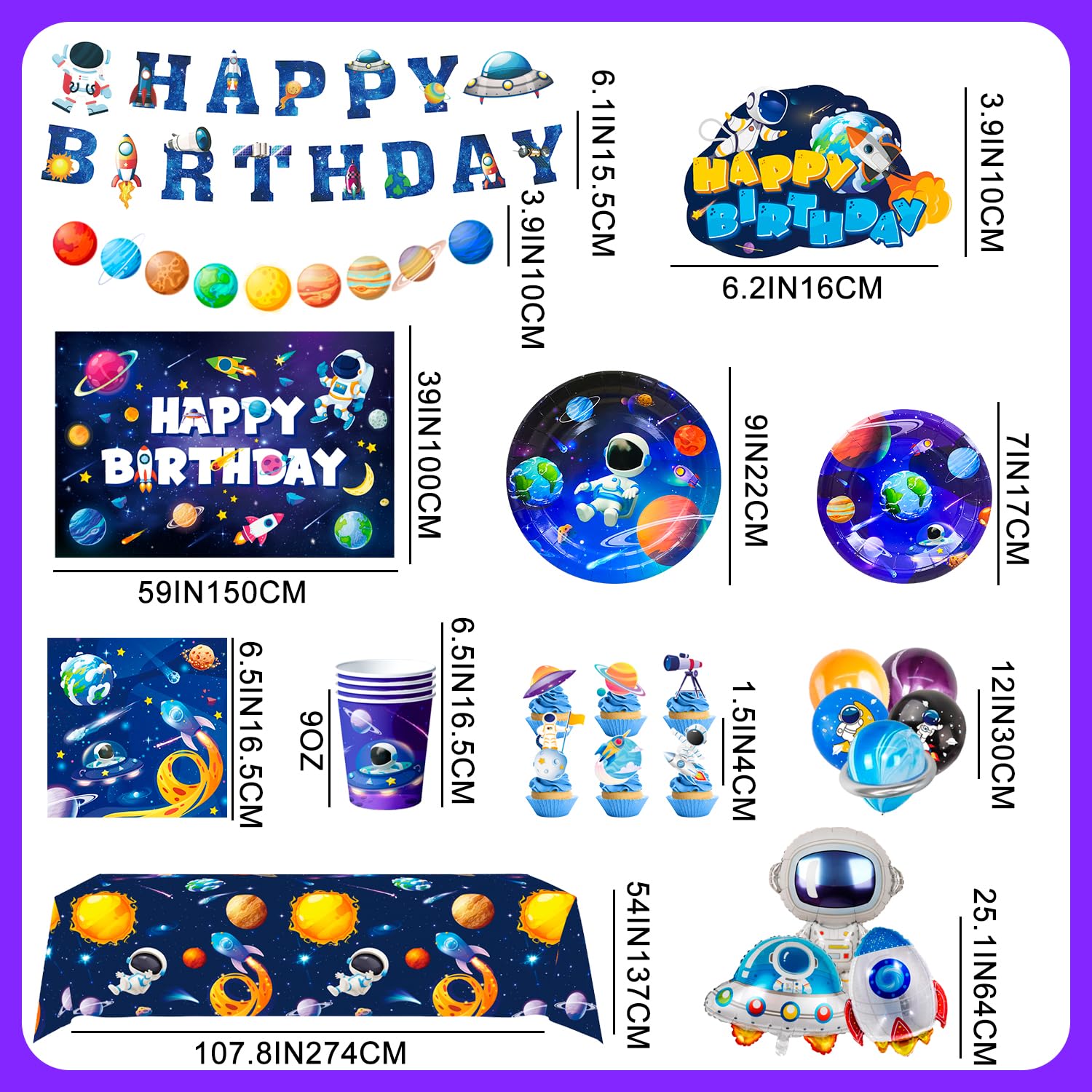 Decorazione Astronauta Festa 88 Pcs Stoviglie Compleanno - Palloncini Astronauta Spazio Compleanno Sfondo Piatti etc. Decorazioni per Feste a Tema Esterno
