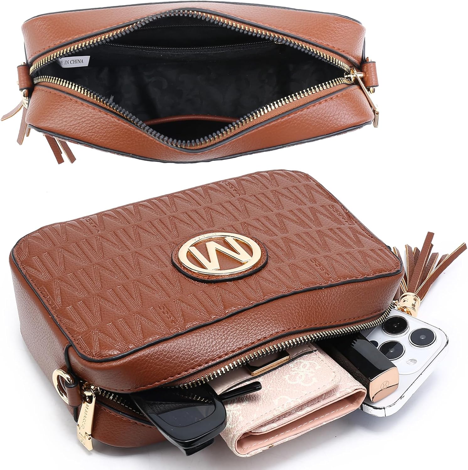 MKP Stylish Lightweight Fashion Crossbody Bag for Women Chic Signature Shoulder Messenger Bag with Tassel Zipper Pocket - Image 3