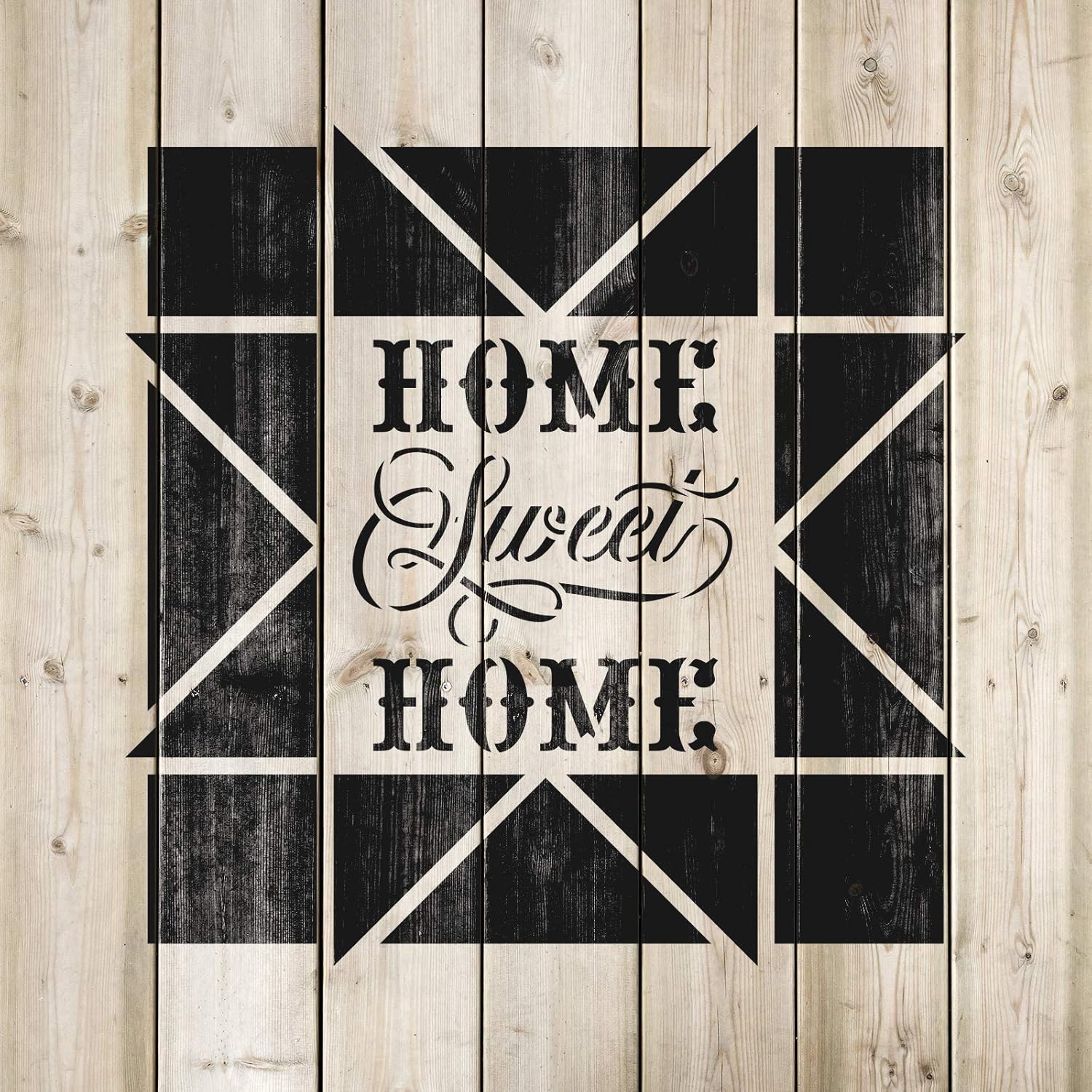 Home Sweet Home バーンキルトステンシル - ペイント用の再利用可能なステンシル - DIYホームスイートホームバーン