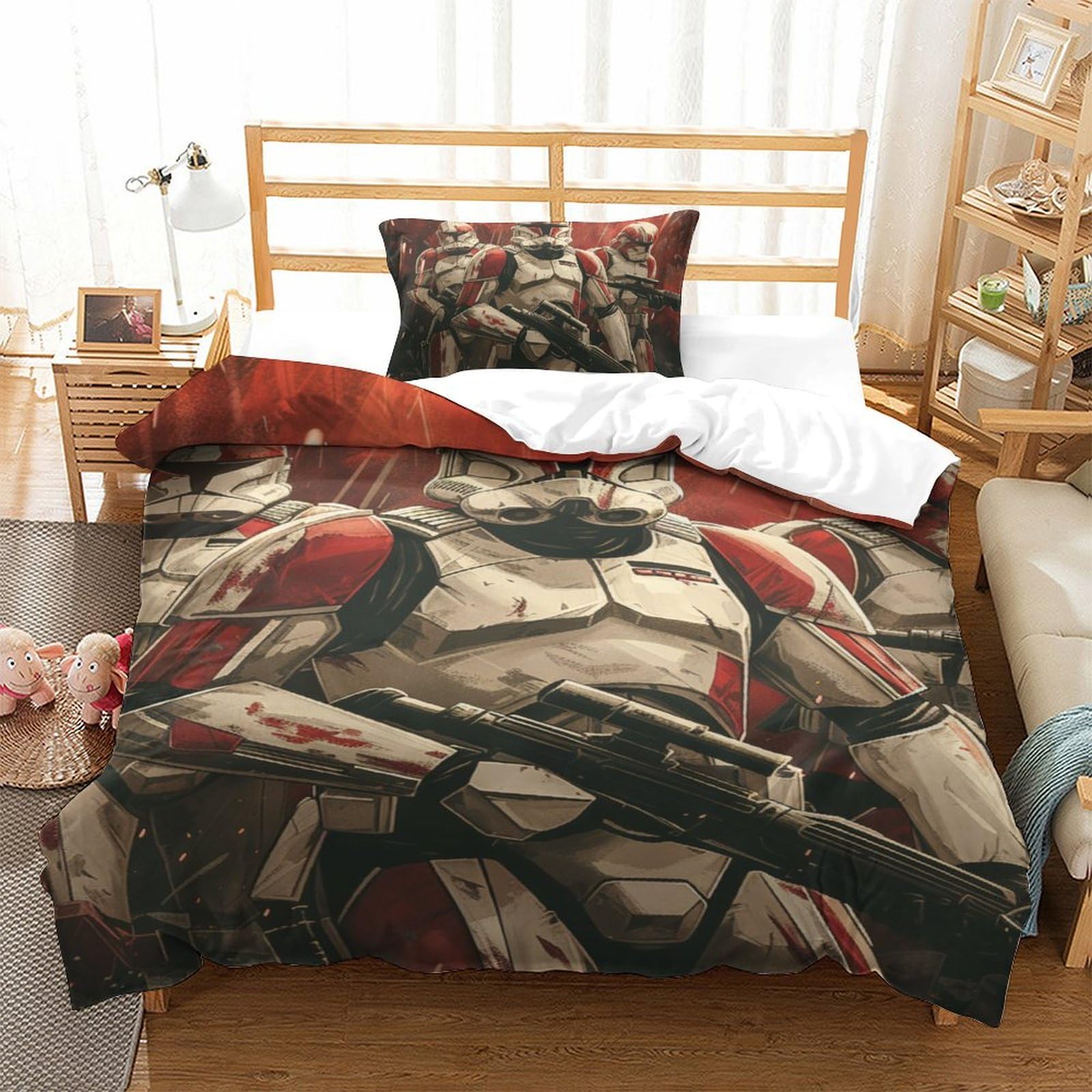 GAOYUCHUN Star Wars Duvet Cover 2 PCS Hotel Quality Quilt Cover Bedding Sets Bed Covers with Pillowcases with Zipper Closure Ultra Soft Hypoallergenic Microfiber Single（135x200cm）