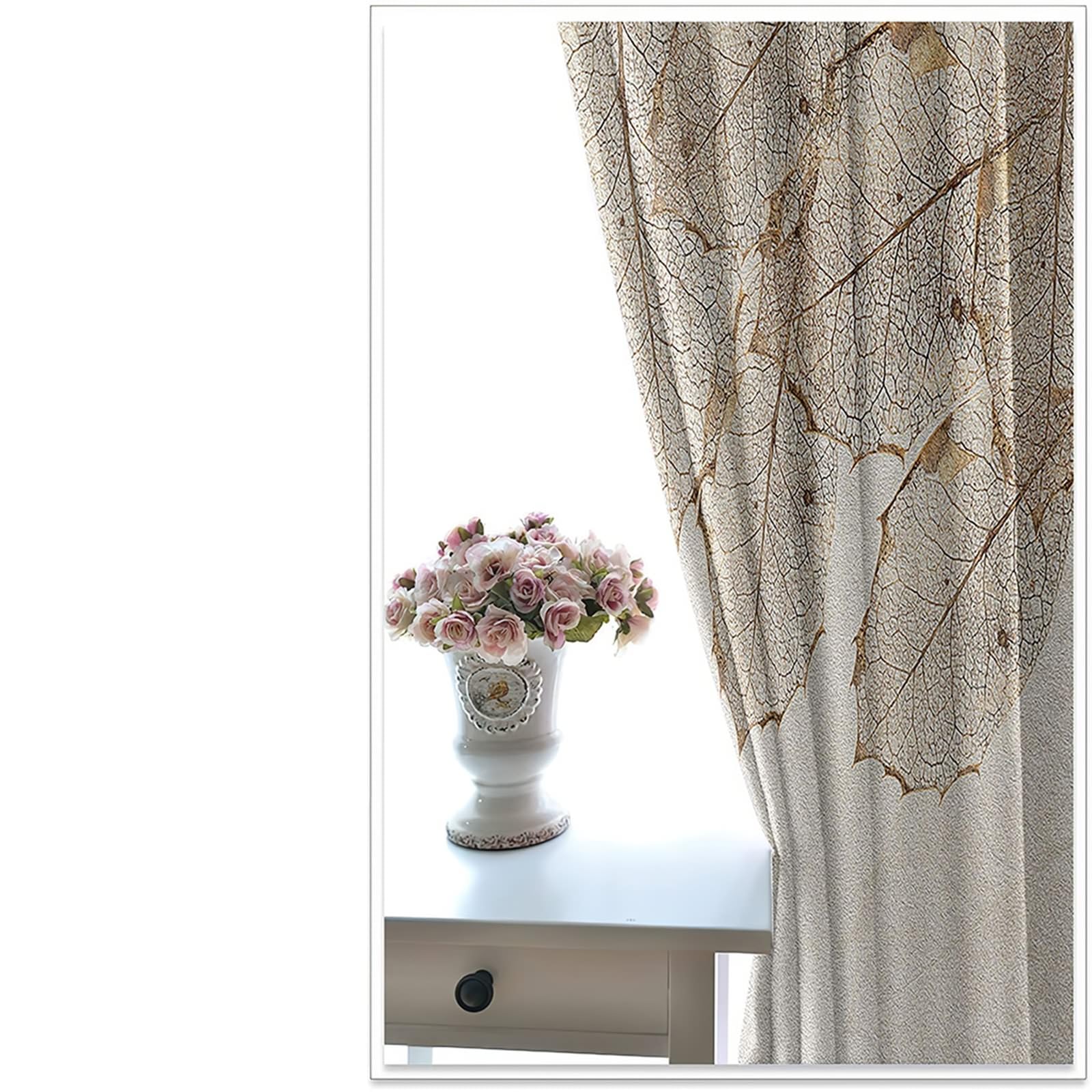 Vorhänge Blickdicht, 214x274cm Braun Blattmuster Vorhang für Schlafzimmer-Fenstervorhänge
