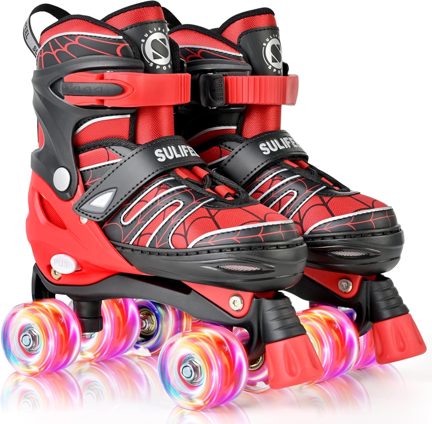 SULIFEEL Adjustable Kids Roller Skates for Boys Ages 3-5 5-8 6-12 with 4 Sizes Adjustable Light up Wheels, Best Children Gift for Beginners Indoor Outdoor Sports