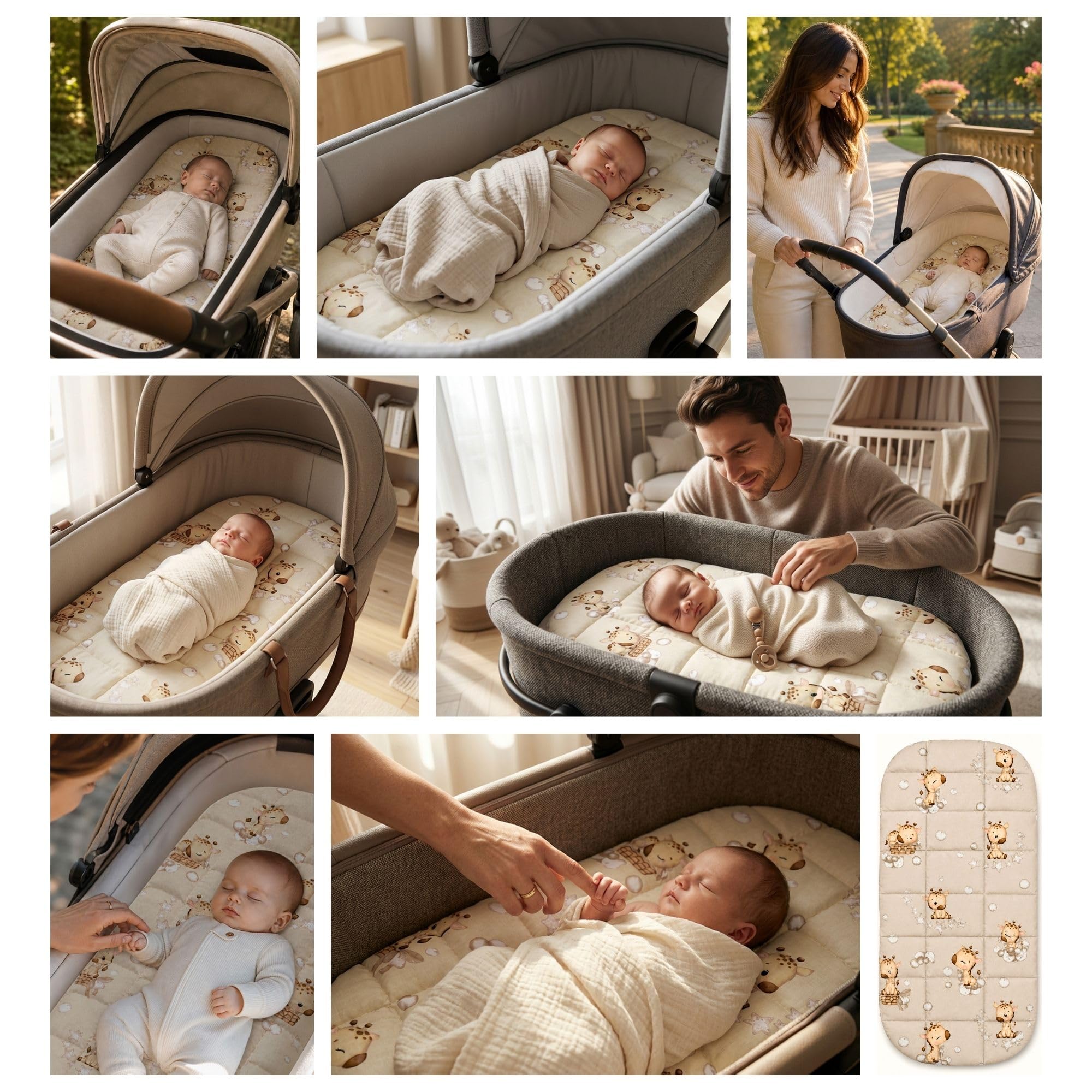 Totsy Baby colchón minicuna Trigo SARRACENO para colecho moisés Cuco capazo Carrito bebé recién Nacido Ovalado Parque lactante cómodo Descanso – Transpirable & Lavable 75x35 cm