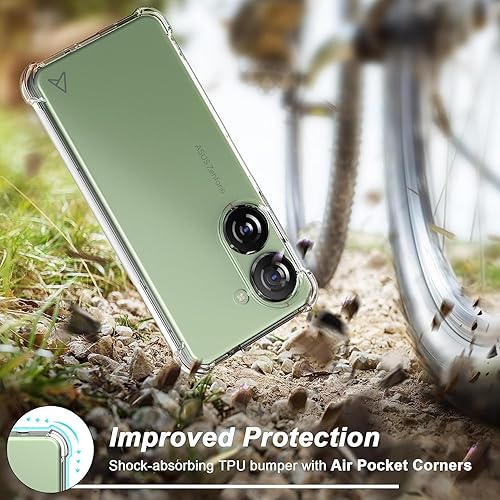 Miniatura 6 de Funda diseñada para Asus Zenfone 10, esquinas reforzadas transparentes transparentes de poliuretano termoplástico (TPU) con absorción de golpes