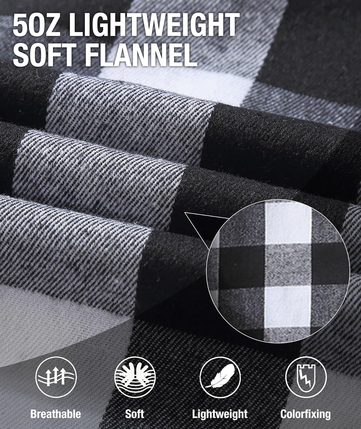 ZITY 5 Pack Men's Flannel Hoodie Shirts Button Down Long Sleeve Casual Stylish Plaid Hooded Shirt with Pocket - Image 5