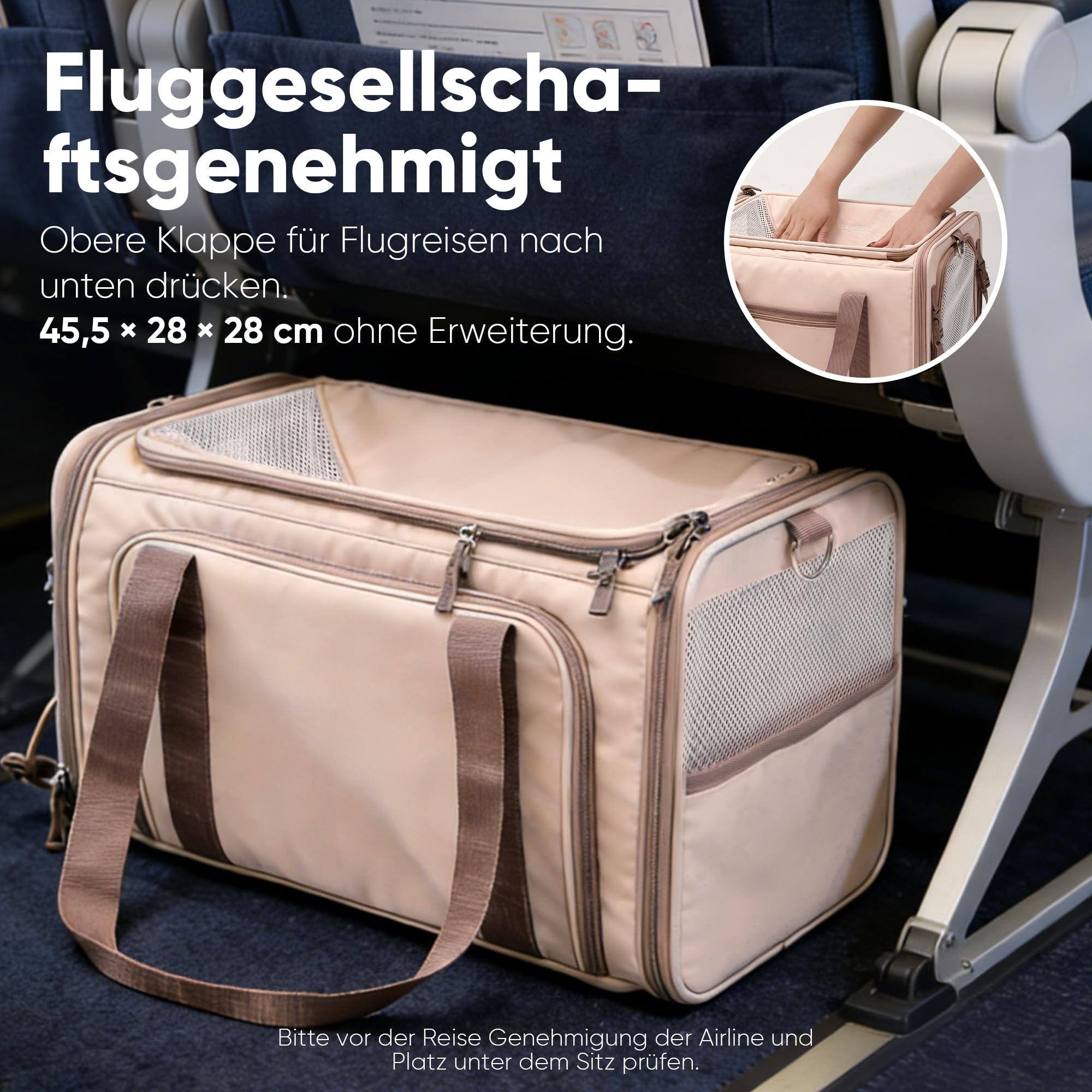 FUKUMARU Erweiterbar Katzenrucksack Hunderucksack für Katzen Hunde bis 9kg, weiche und belüftete Katzentransportbox, strapazierfähige Transportbox mit kratzfestem Netz, Rosa, 46 x 30 x 28 cm