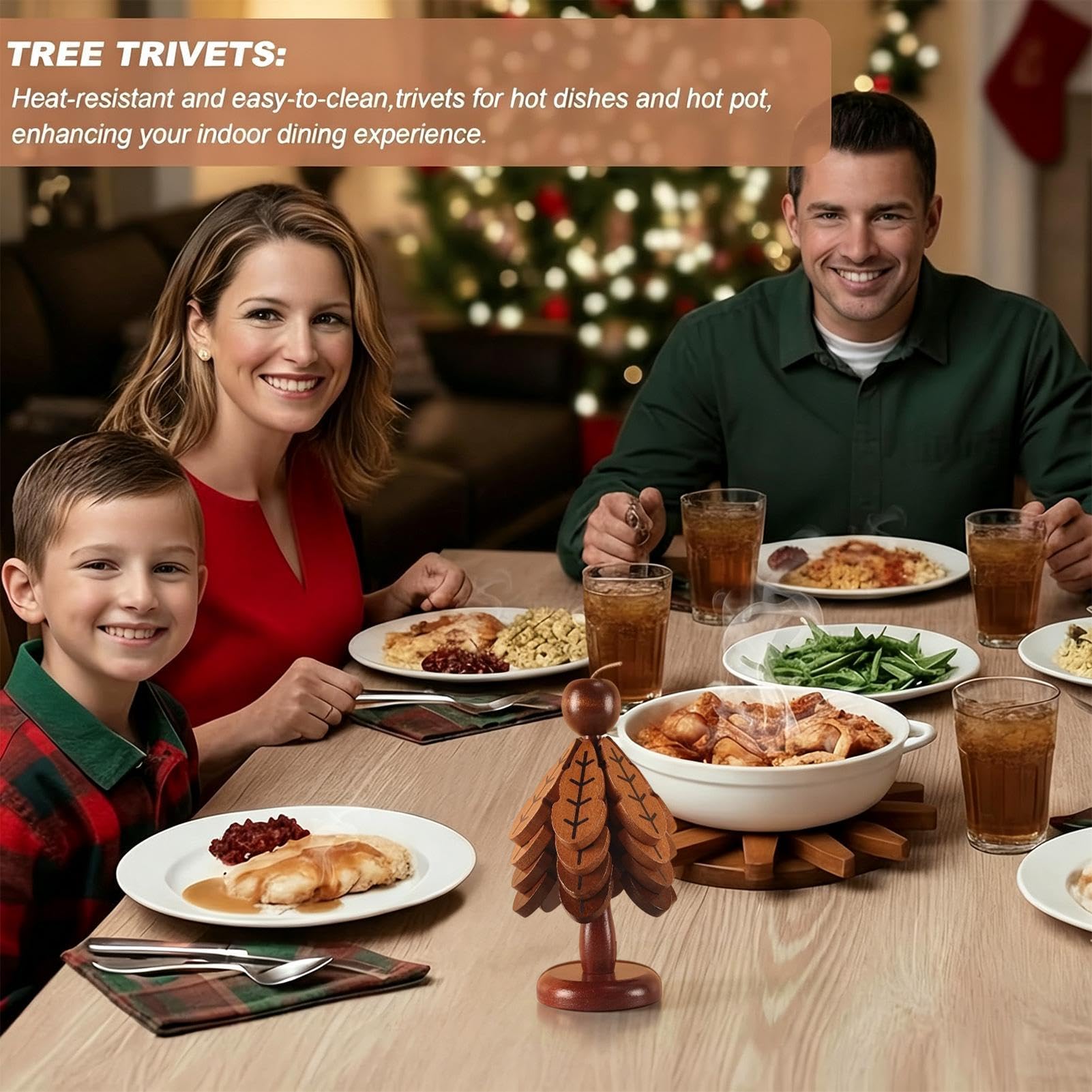 Árbol Salvamanteles Posavasos Navideño Aislante Decoración De Mesa | Set De Posavasos Árbol Para Platos Calientes, Ollas, Sartenes, Cuencos, Bebidas, Teteras, Cocina, Hogar, Restaurante,