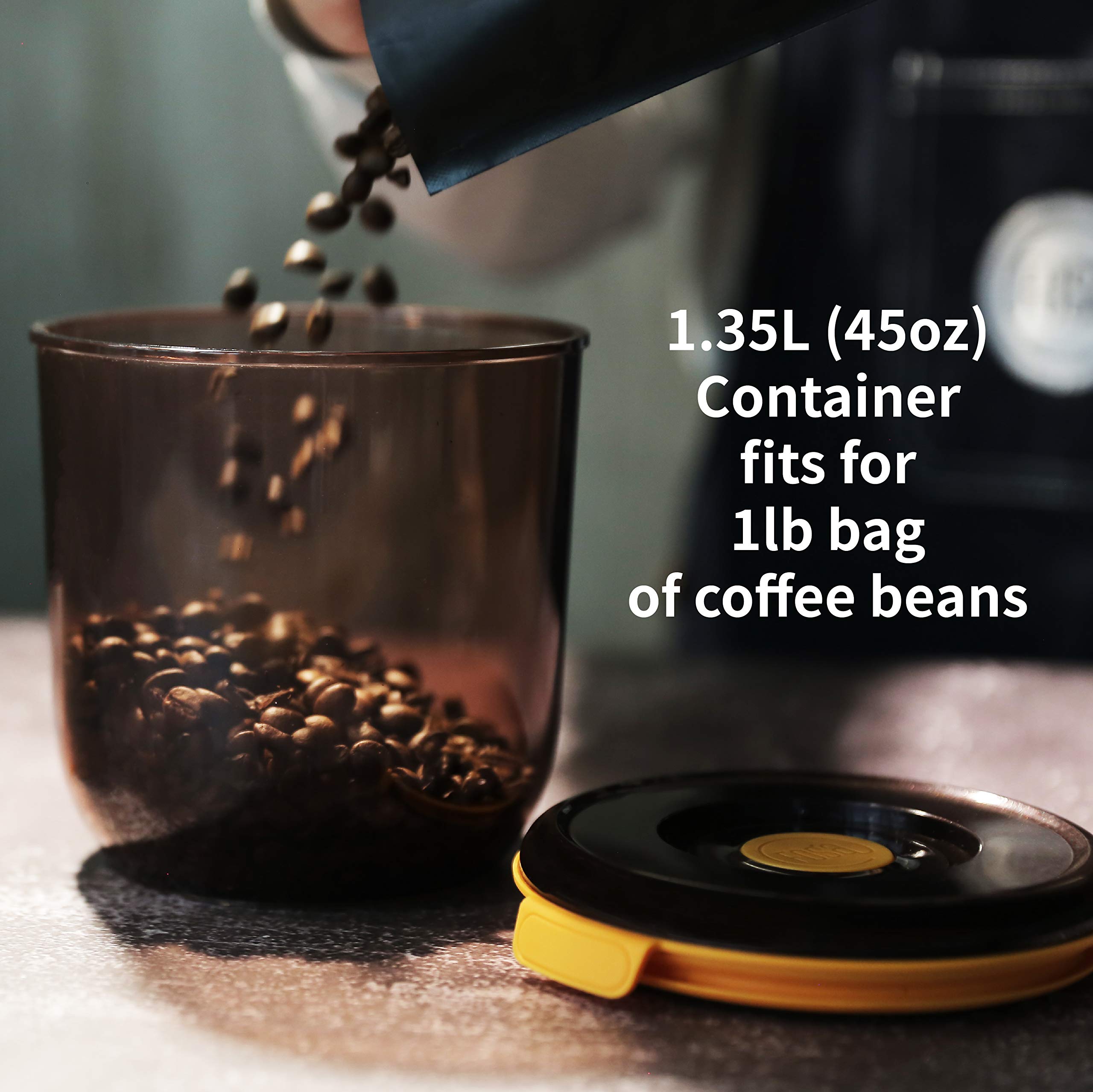 FOSA UV-geschützter Vakuumbehälter, 1,3 l x 2 Stück, Vakuumaufbewahrung für Kaffeebohnen, Tee, Kräuter und mehr trockene Lebensmittel (2 runde Behälter)