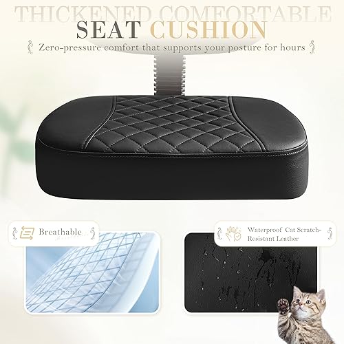 Miniatura 8 de Furmax Silla de oficina ergonómica con patas cruzadas con ruedas, silla de escritorio giratoria de 360 con altura ajustable y reposapiés para TDAH