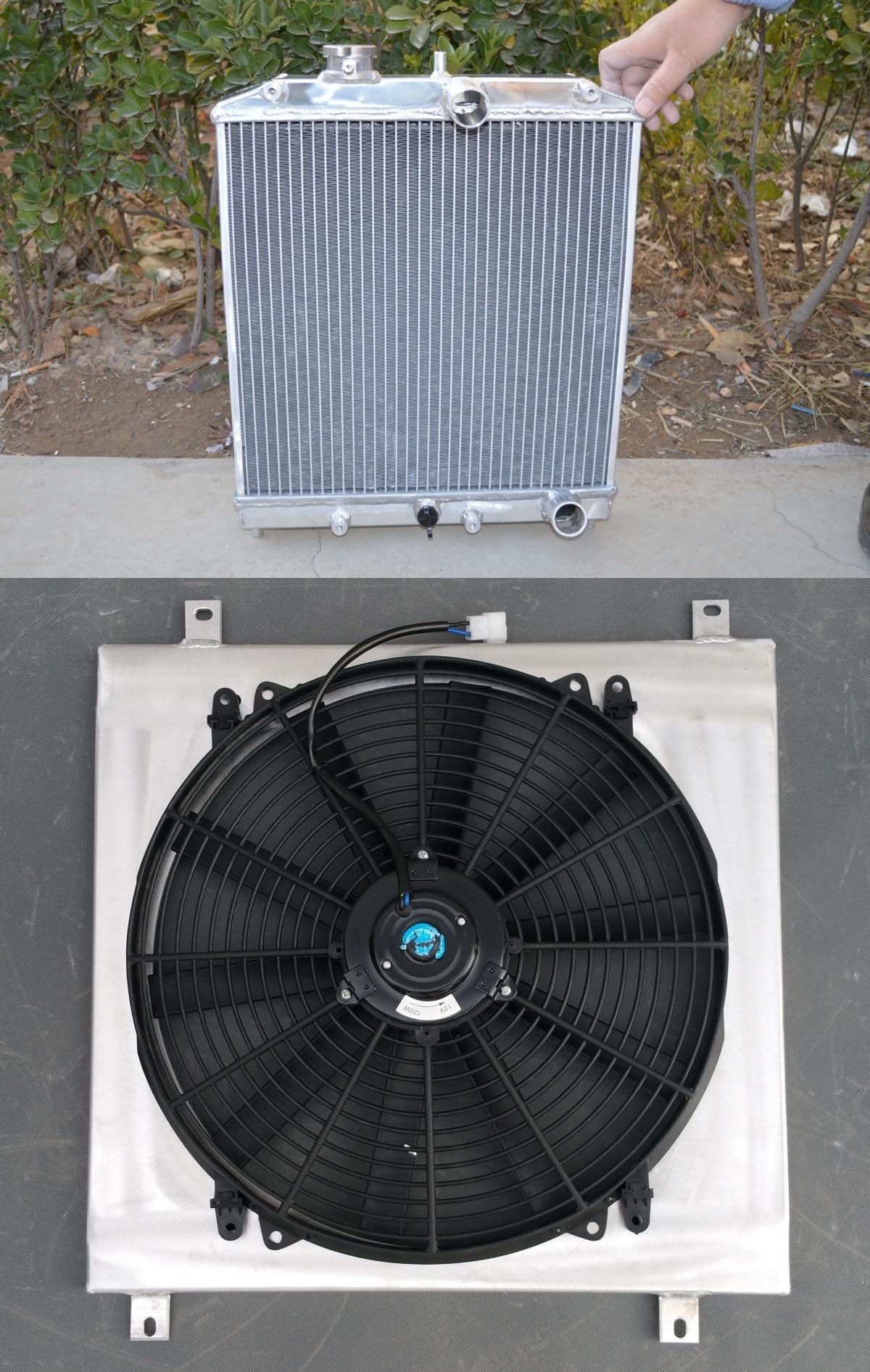 Radiatore in alluminio+sindone+ventola per 1992-2000 Hon-da Civic EK EG B16 B18 DEL SOL CRX MT 32MM TUBO