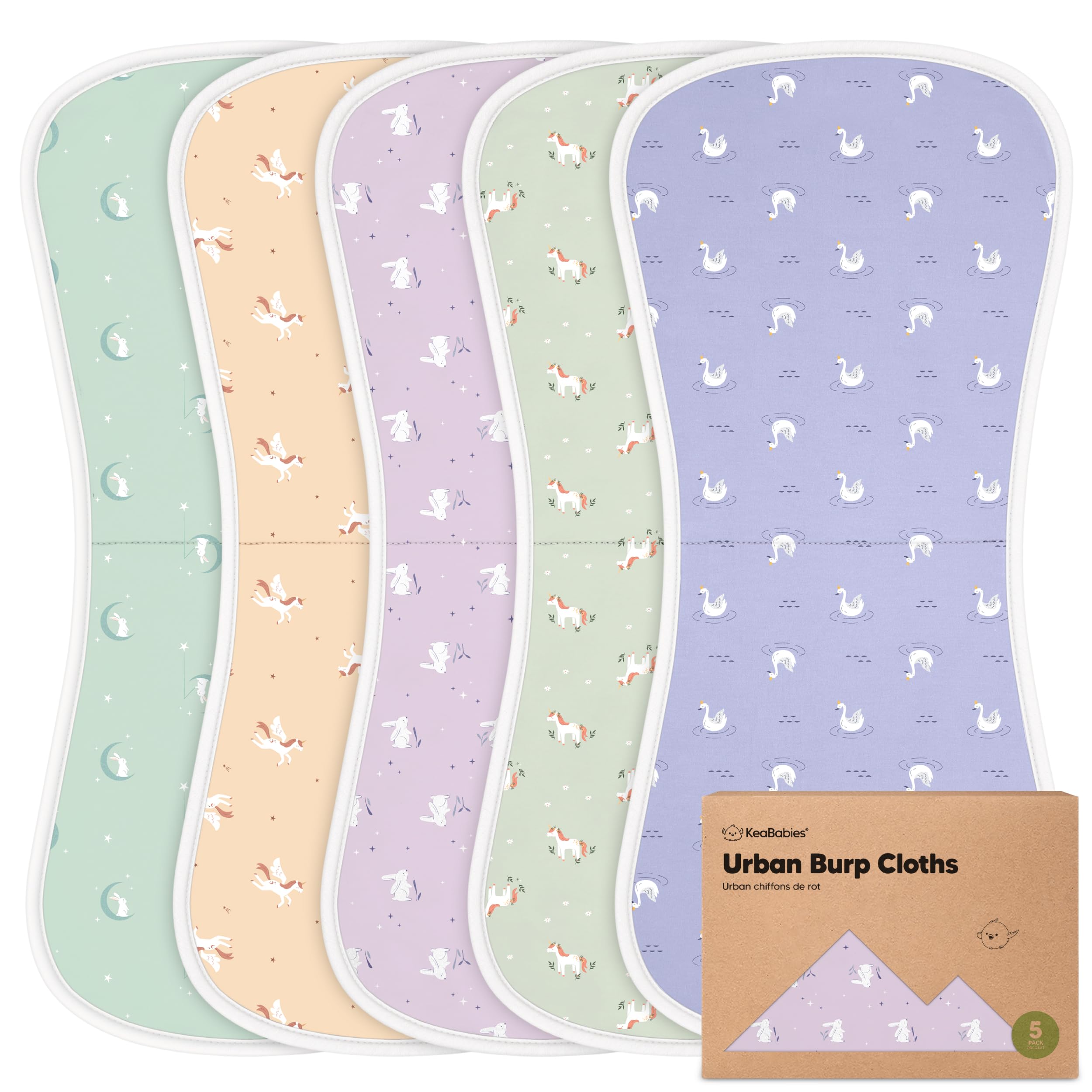 Organic Burp Cloths Baby for Baby Boys and Girls - Pack of 5 Ultra Absorbent Muslin Cloths Baby - Unisex Molleton Cloths Baby - Muslin Nappies Burp Cloths - Burp Cloth Baby (Lunaris)-image-9