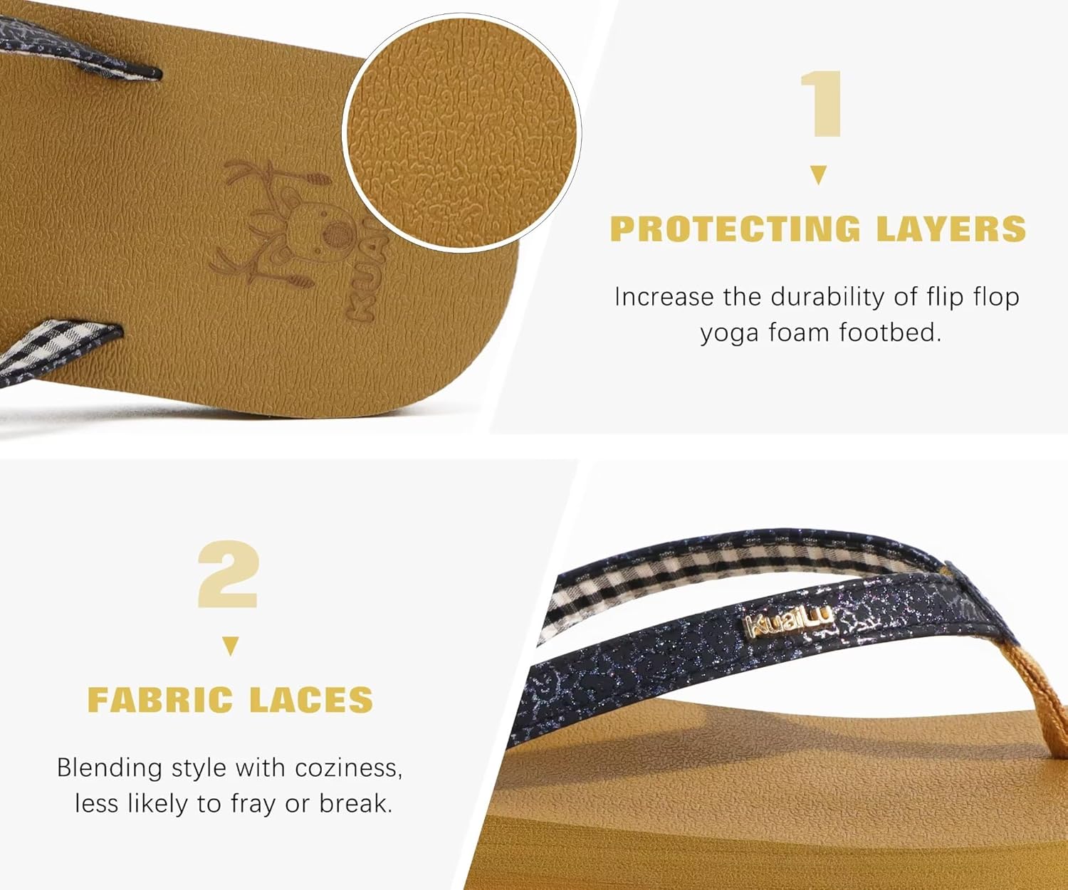 KuaiLu Womens Arch Support Flip Flops Comfortable Yoga Mat Slip on Summer Beach Walking Thong Cushion Sandals thumbnail